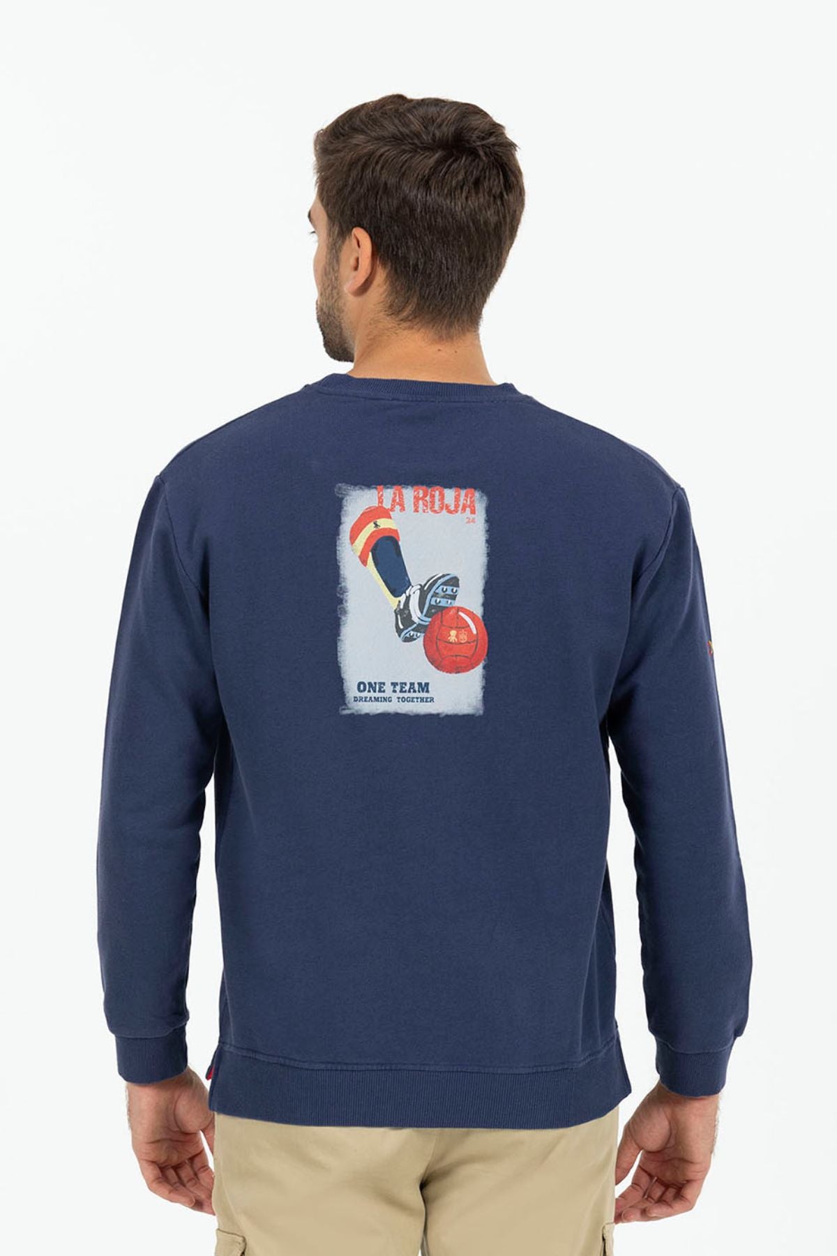 SUDADERA ESTAMPADO DIBUJADO BALÓN LA ROJA AZUL MARINO DELAVÉ