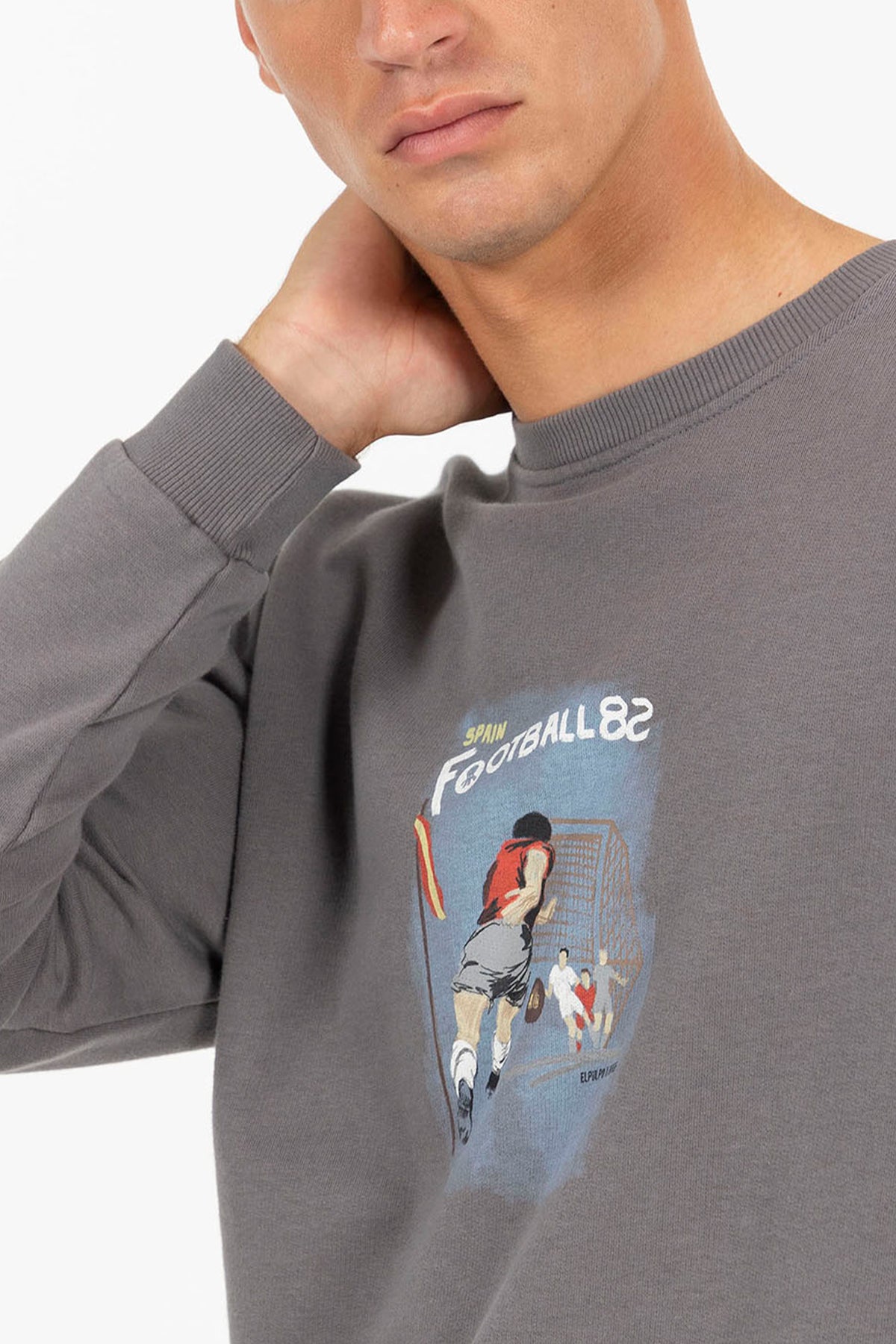 SUDADERA ESTAMPADO DIBUJADO FÚTBOL VINTAGE RFEF CARBÓN