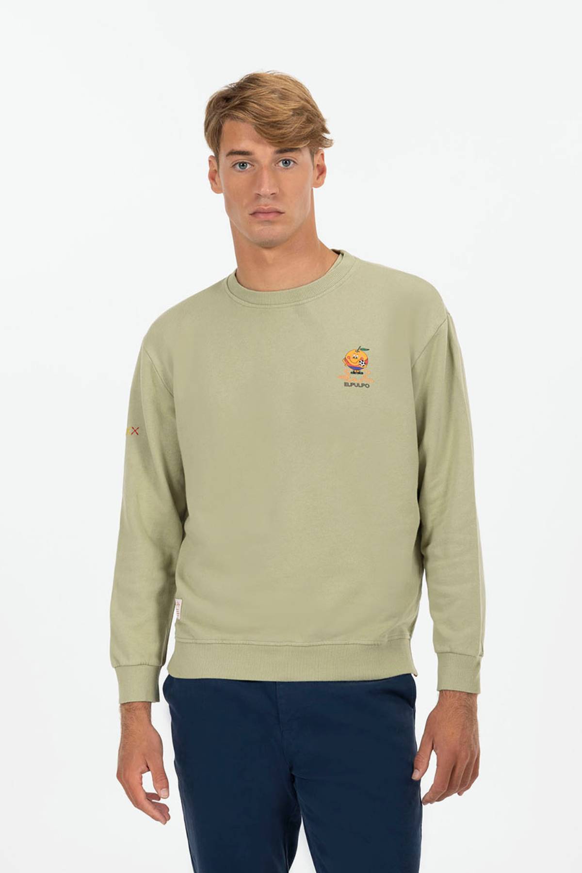SUDADERA ESTAMPADO PECHO NARANJITO Y ELPULPO VERDE SALVIA