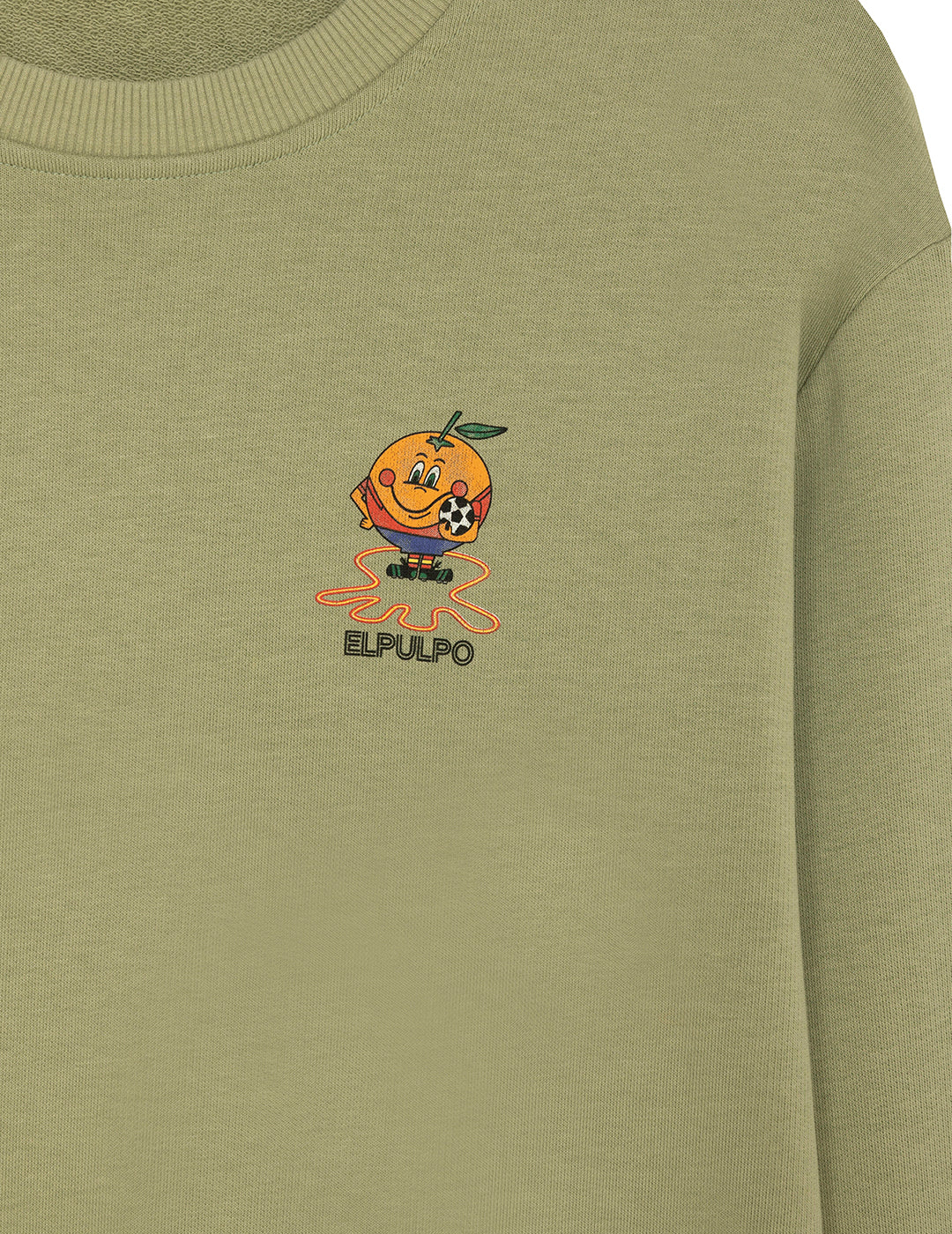 Sweatshirt com estampado de peito laranja e polvo verde sálvia