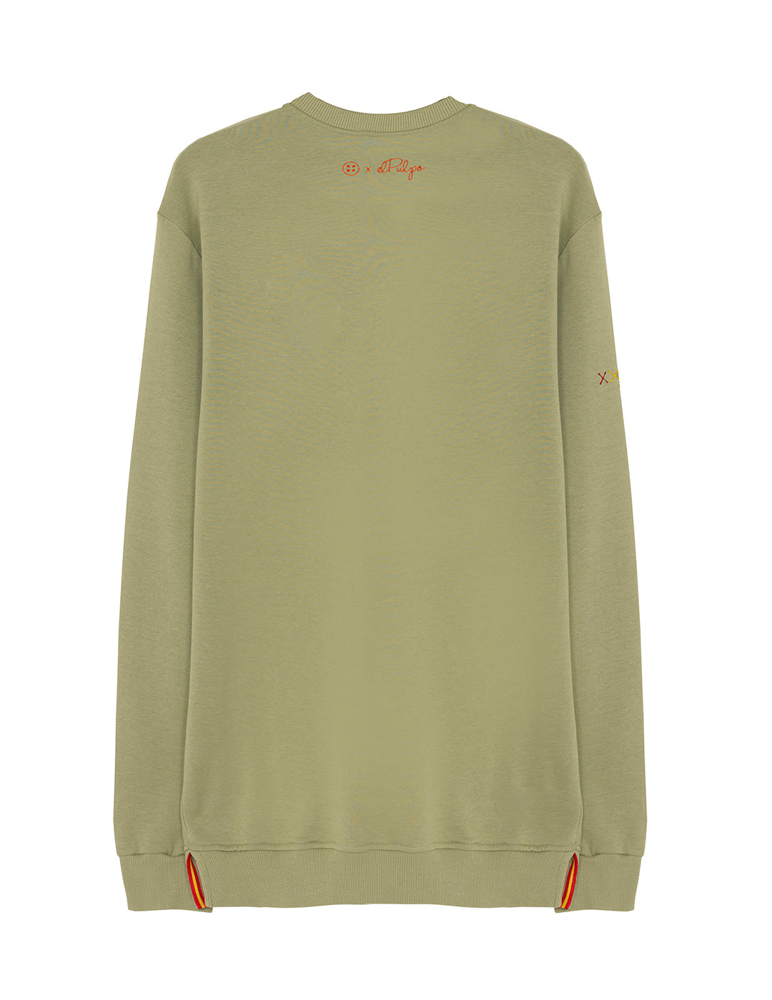 Sweatshirt com estampado de peito laranja e polvo verde sálvia