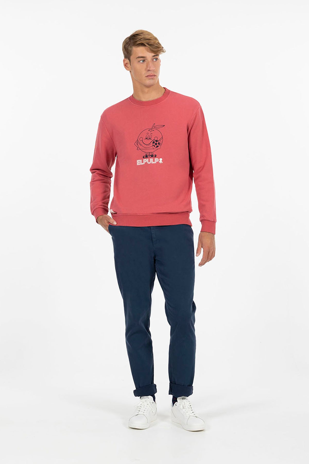 DELAVÉ RED ORANGE CONTRAST SILHOUETTE PRINT SWEATSHIRT