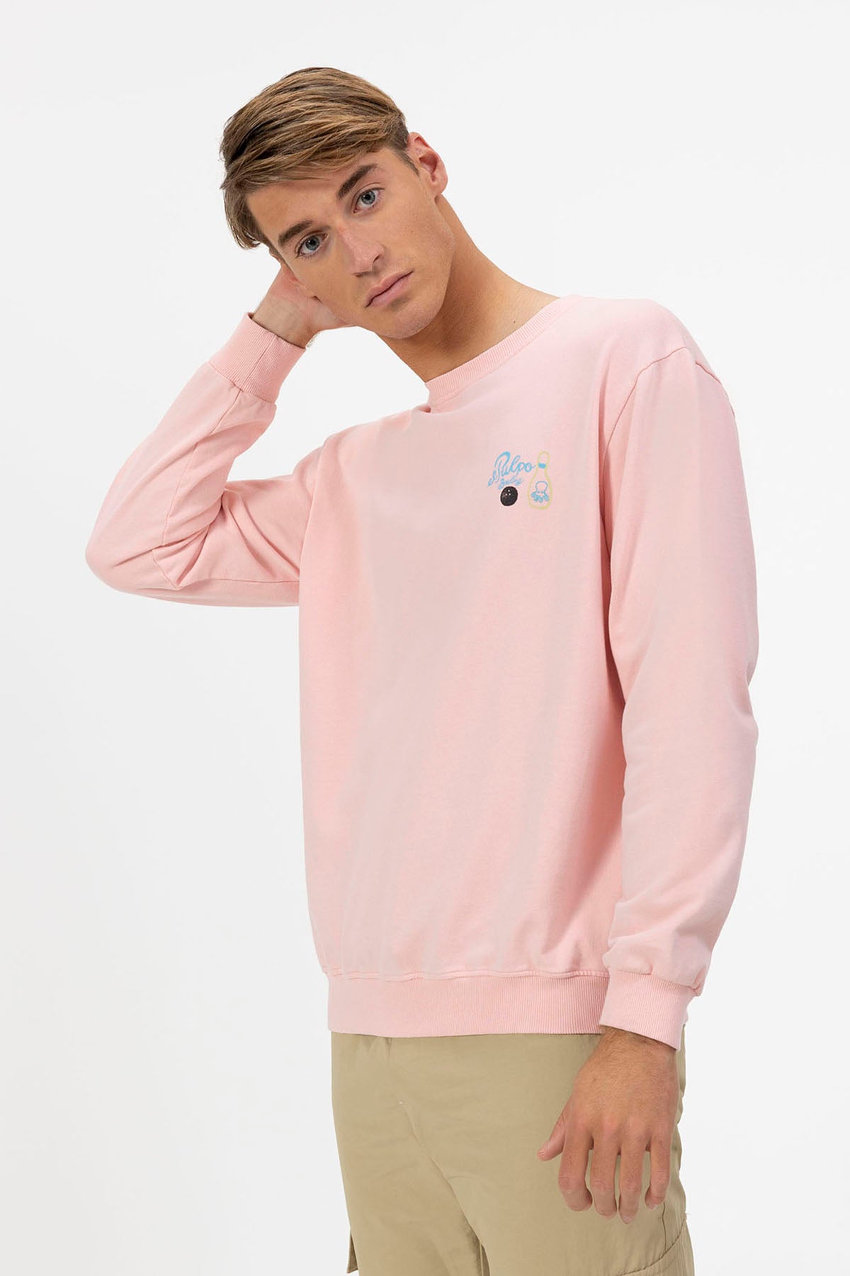 SUDADERA ESTAMPADO BOWLING CUSTOMS ROSA