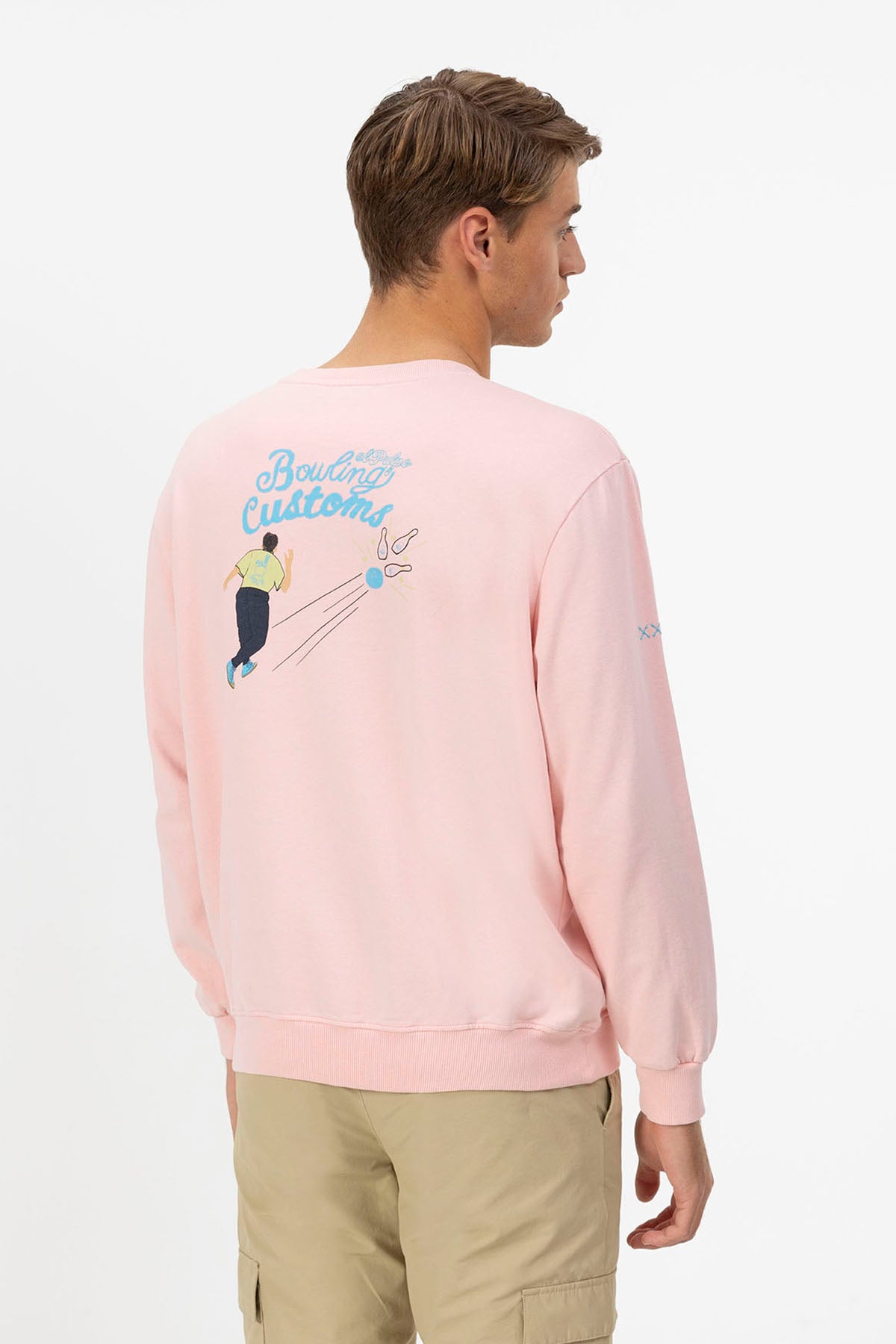 SUDADERA ESTAMPADO BOWLING CUSTOMS ROSA