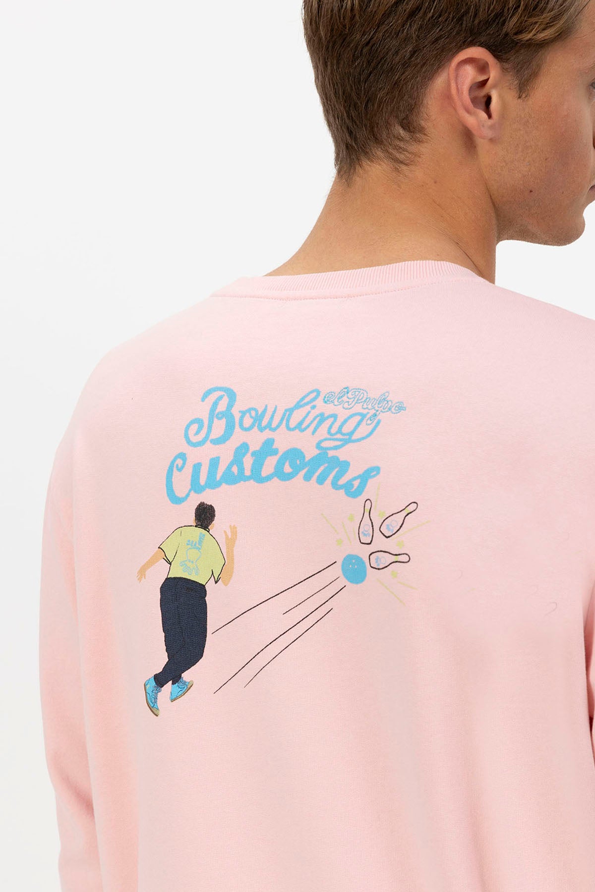 SUDADERA ESTAMPADO BOWLING CUSTOMS ROSA