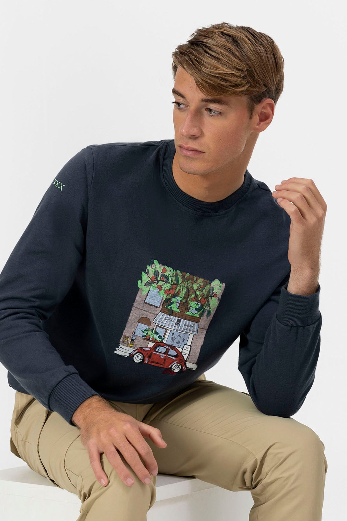 ELPULPO SHOP NAVY BLUE PRINTED SWEATSHIRT DELAVÉ