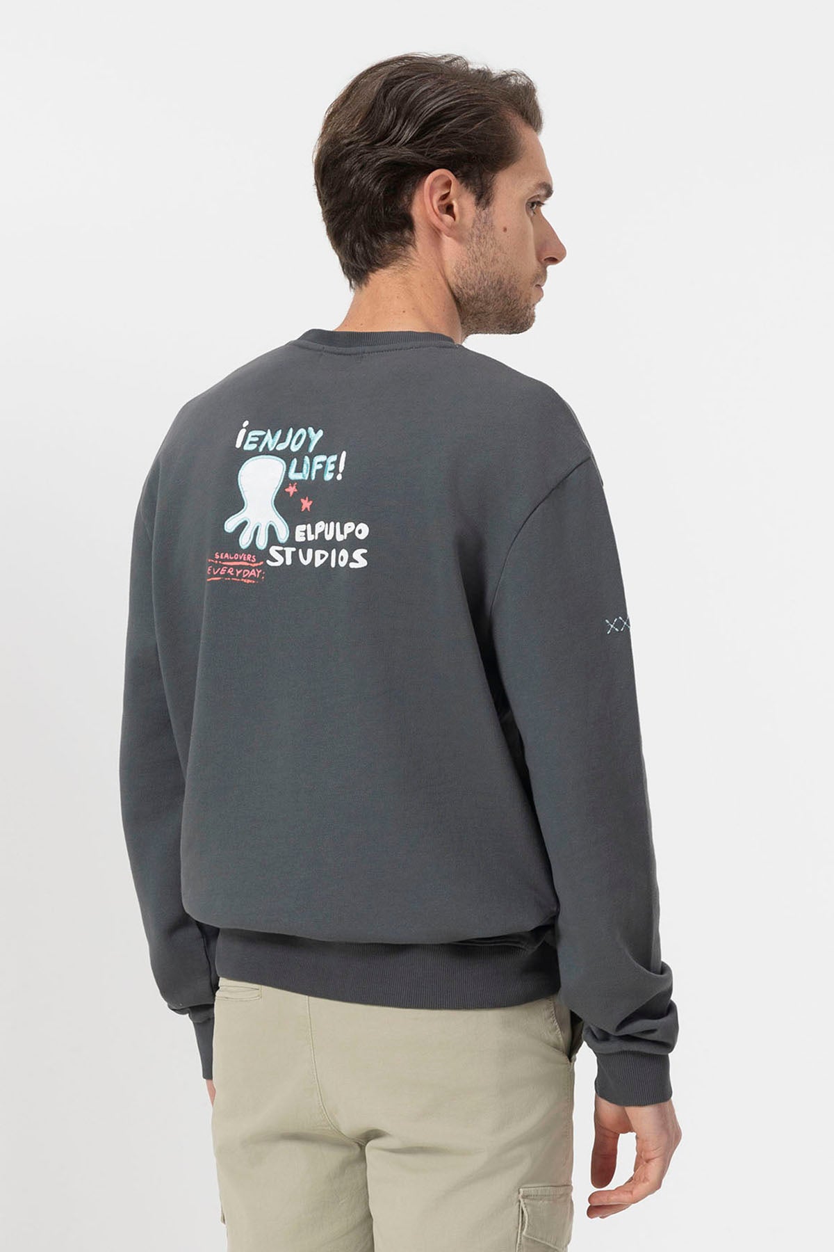 SUDADERA ESTAMPADO ENJOY LIFE ANTRACITA