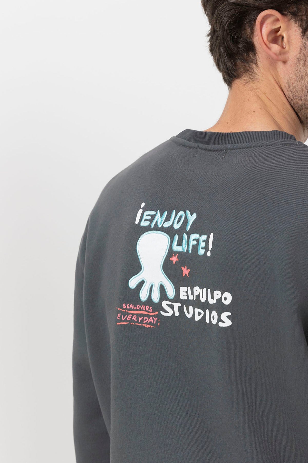 SUDADERA ESTAMPADO ENJOY LIFE ANTRACITA
