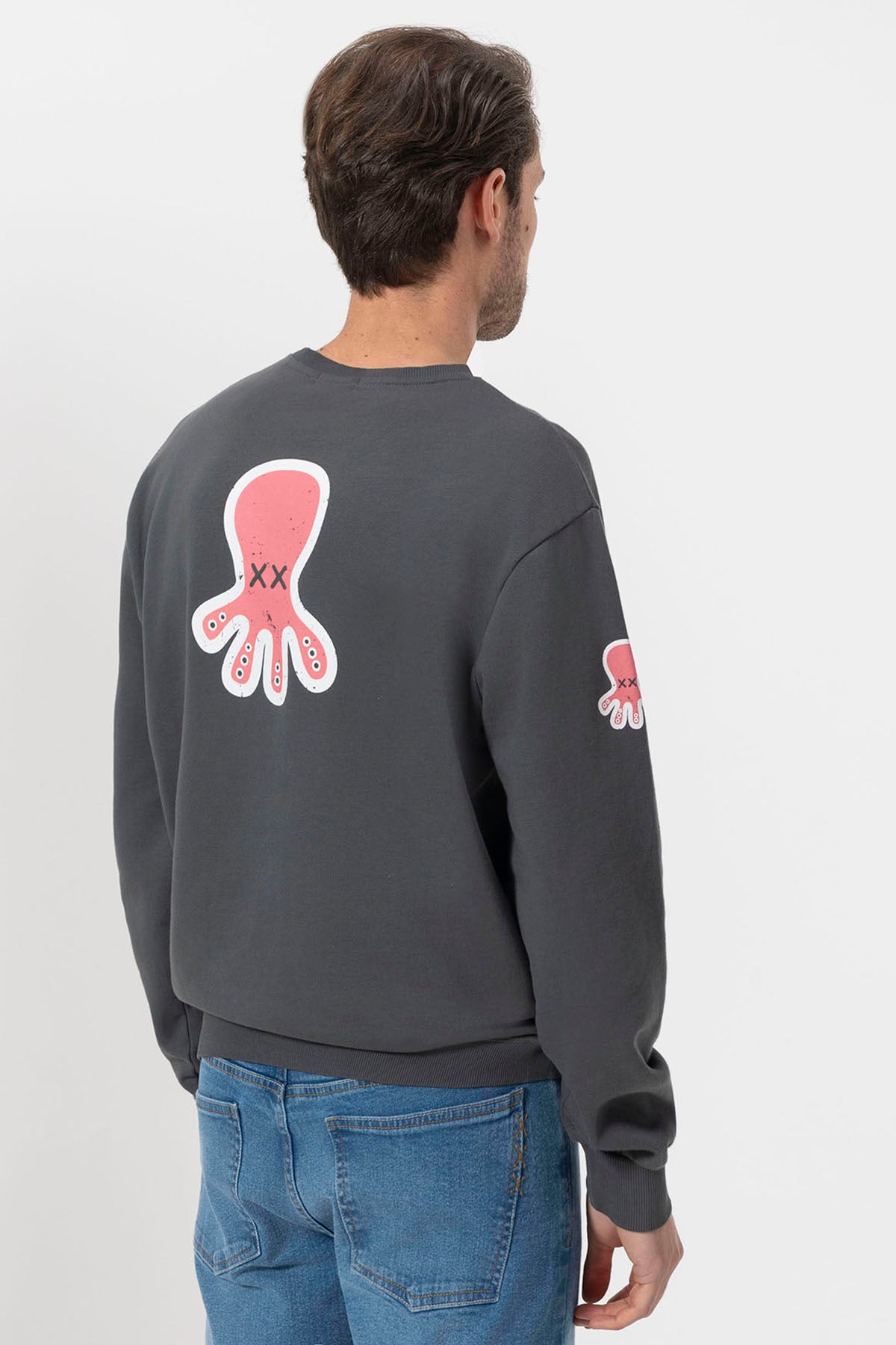 SWEATSHIRT COM LOGOTIPO TRIPLO DESENHADO ANTRACITE