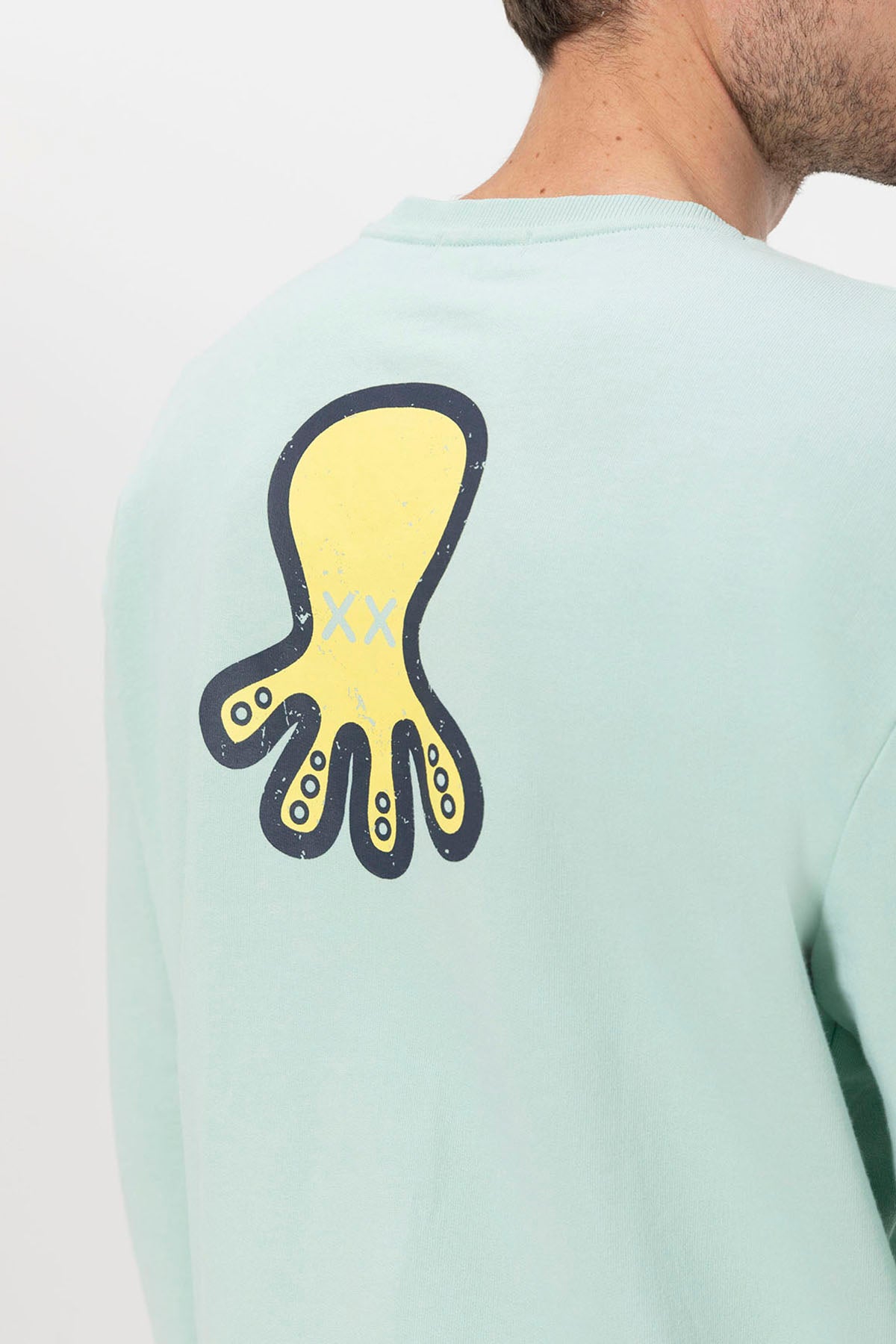 SWEATSHIRT COM LOGOTIPO AZUL TURQUESA COM DESENHO TRIPLO