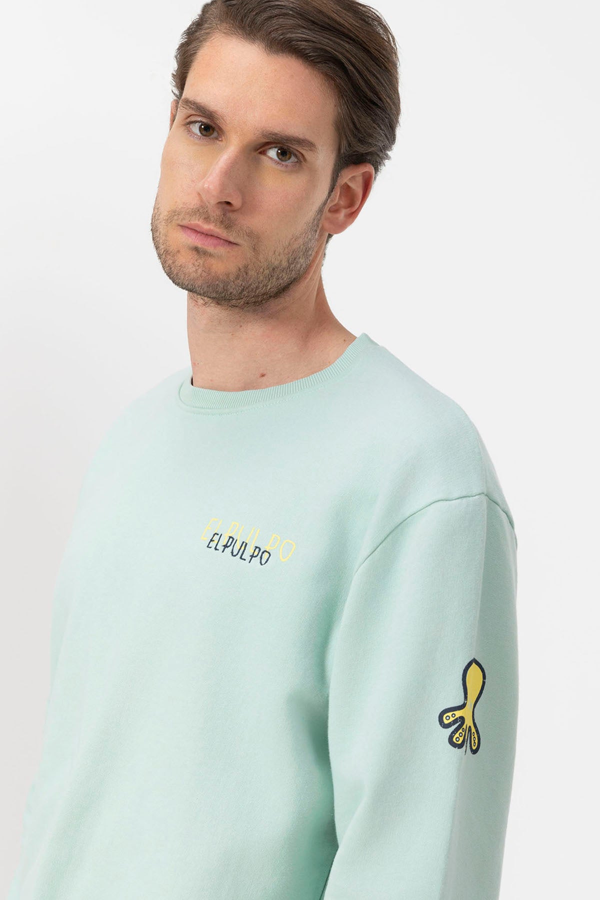 SWEATSHIRT COM LOGOTIPO AZUL TURQUESA COM DESENHO TRIPLO
