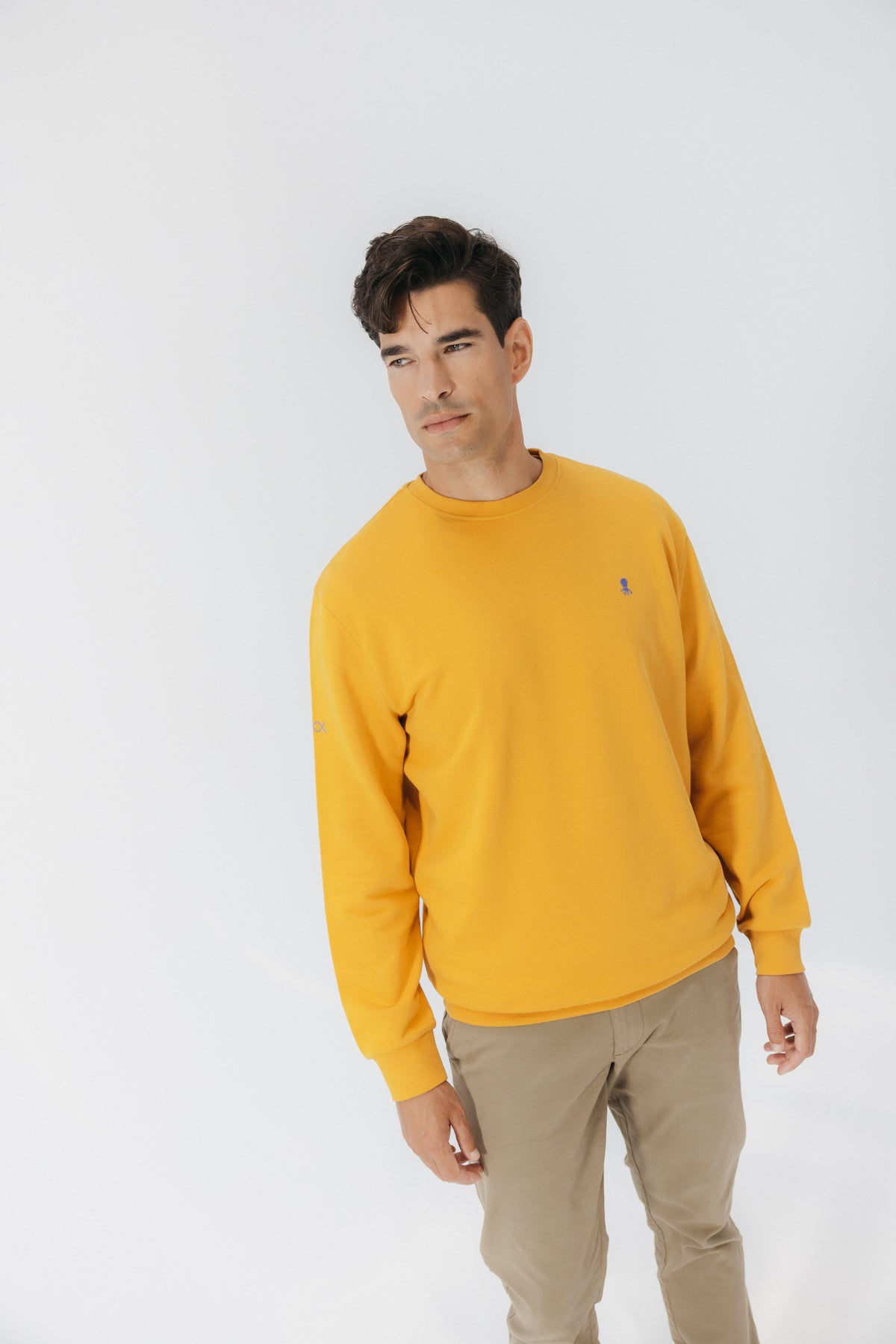 SUDADERA BORDADO CONTRASTE MOSTAZA