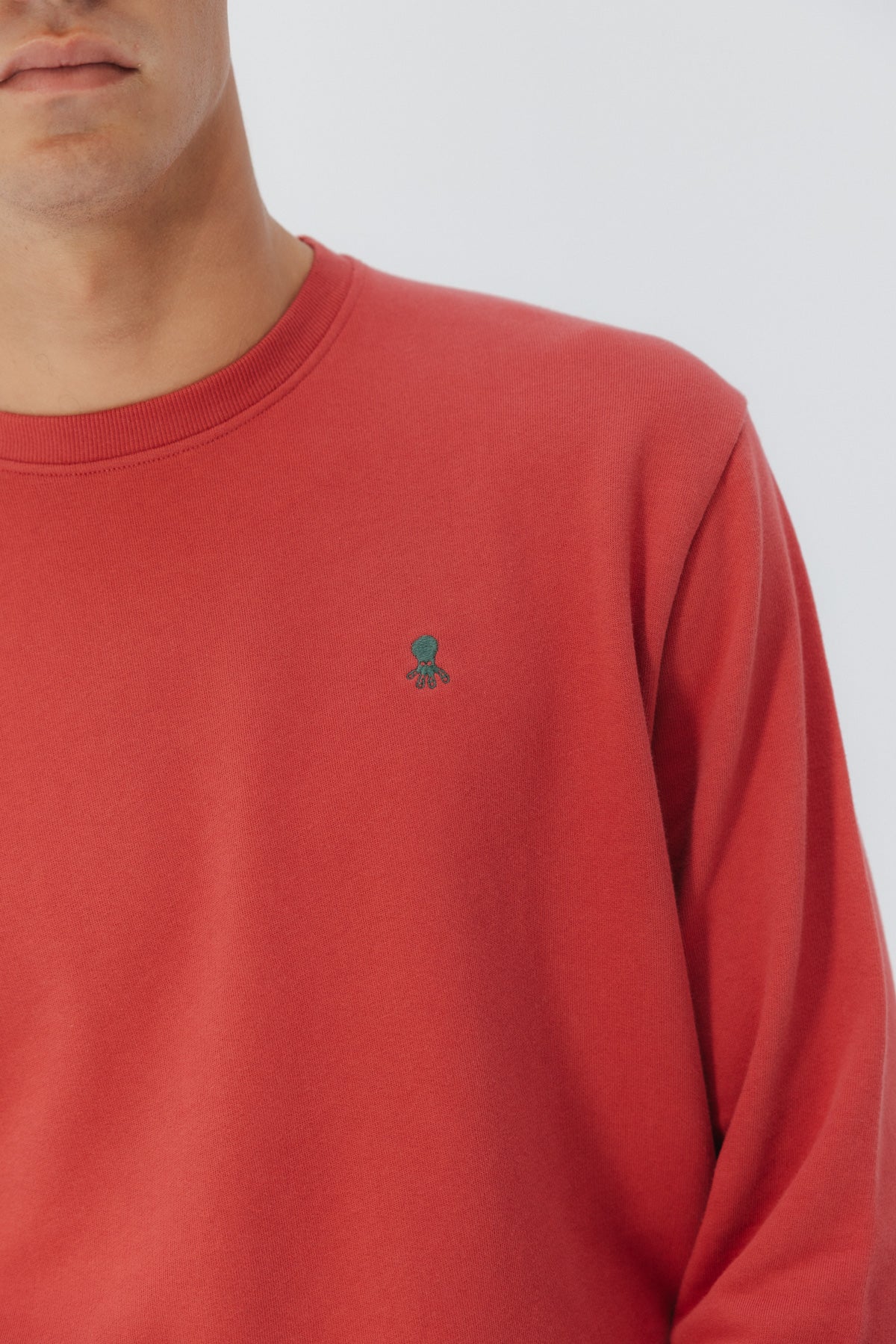 SUDADERA BORDADO CONTRASTE ROJO DELAVÉ