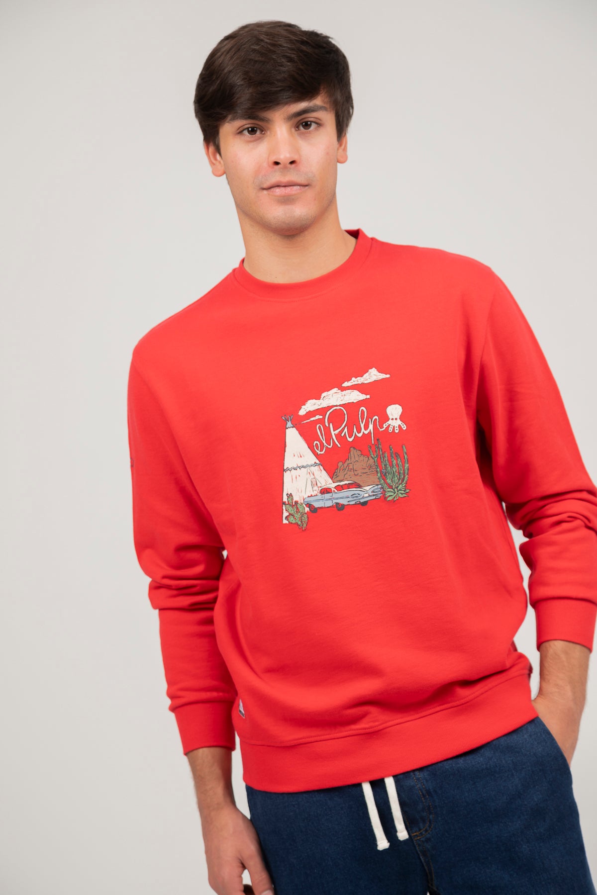 Sudadera estampado tipi desierto rojo