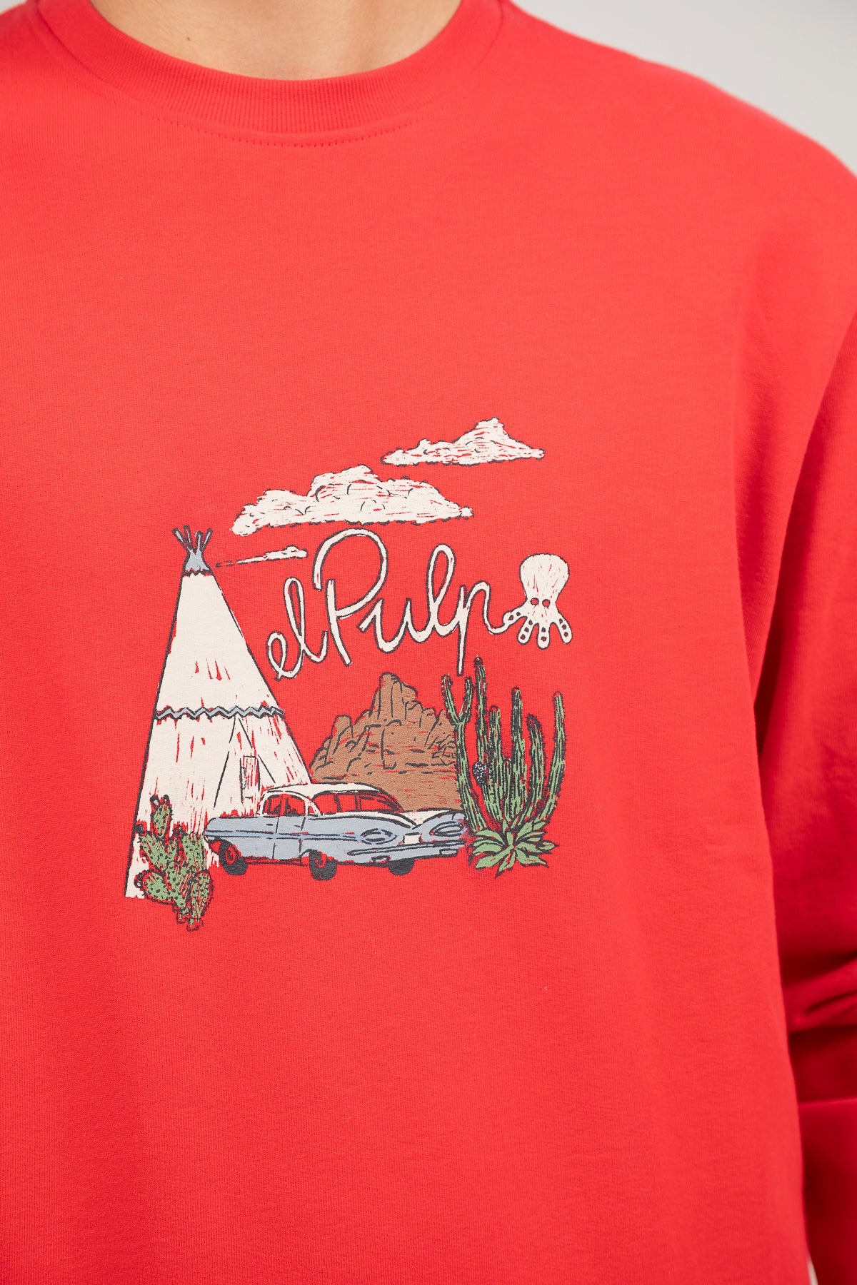 Sudadera estampado tipi desierto rojo