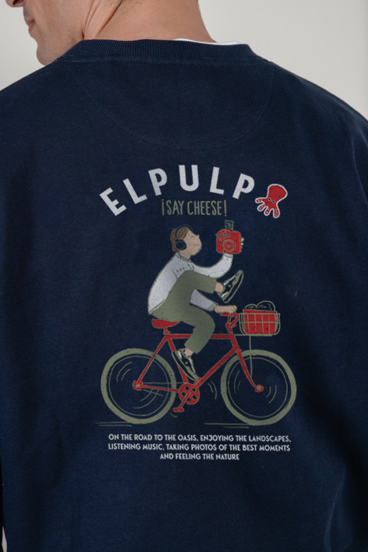 Sudadera estampado say cheese azul marino