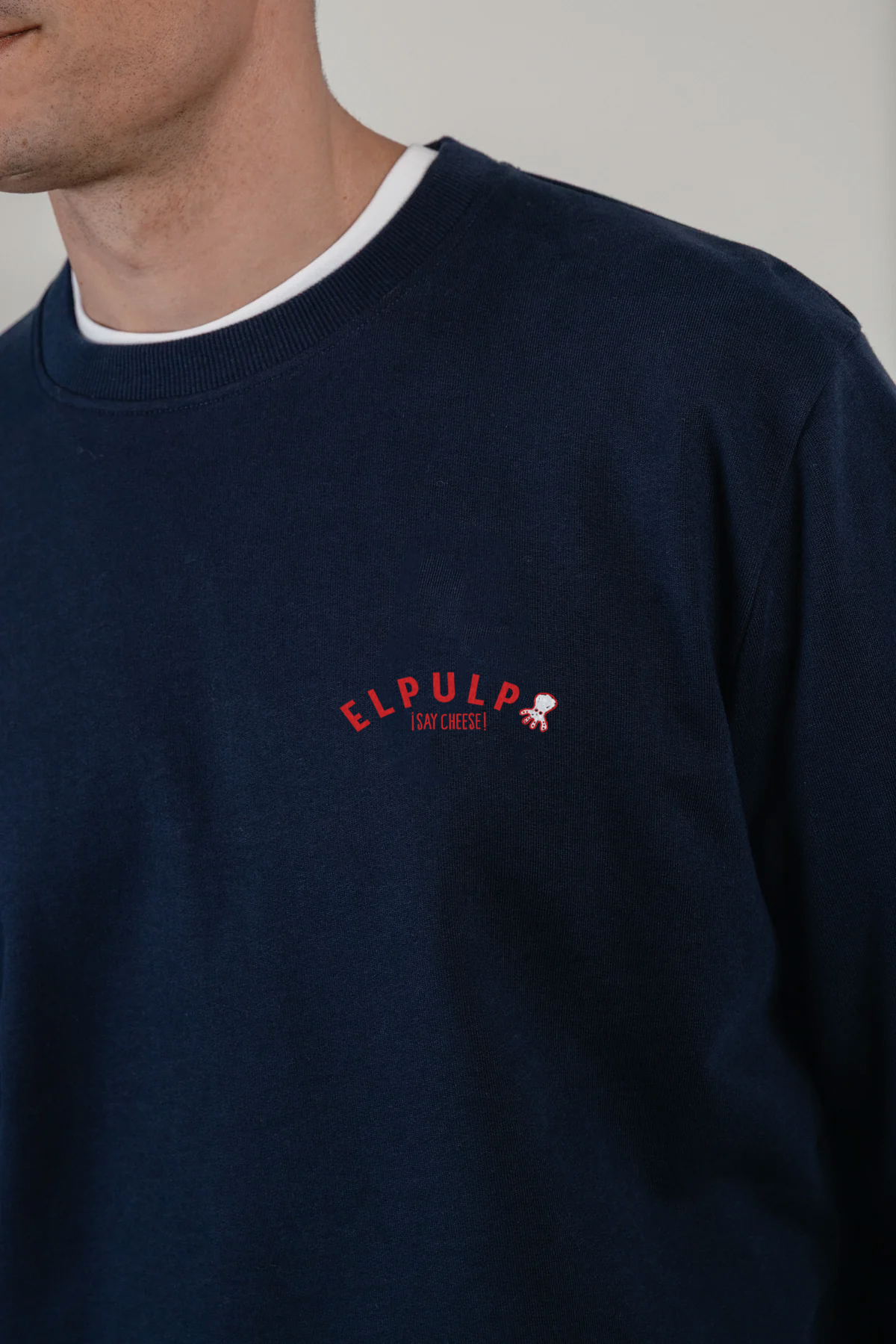 Sudadera estampado say cheese azul marino