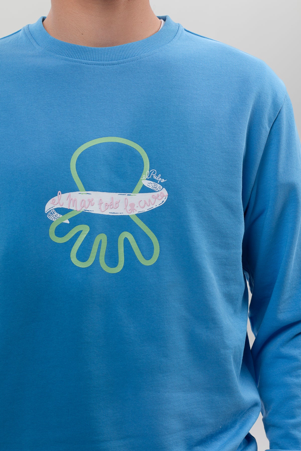 Sudadera estampado logo azul lavanda