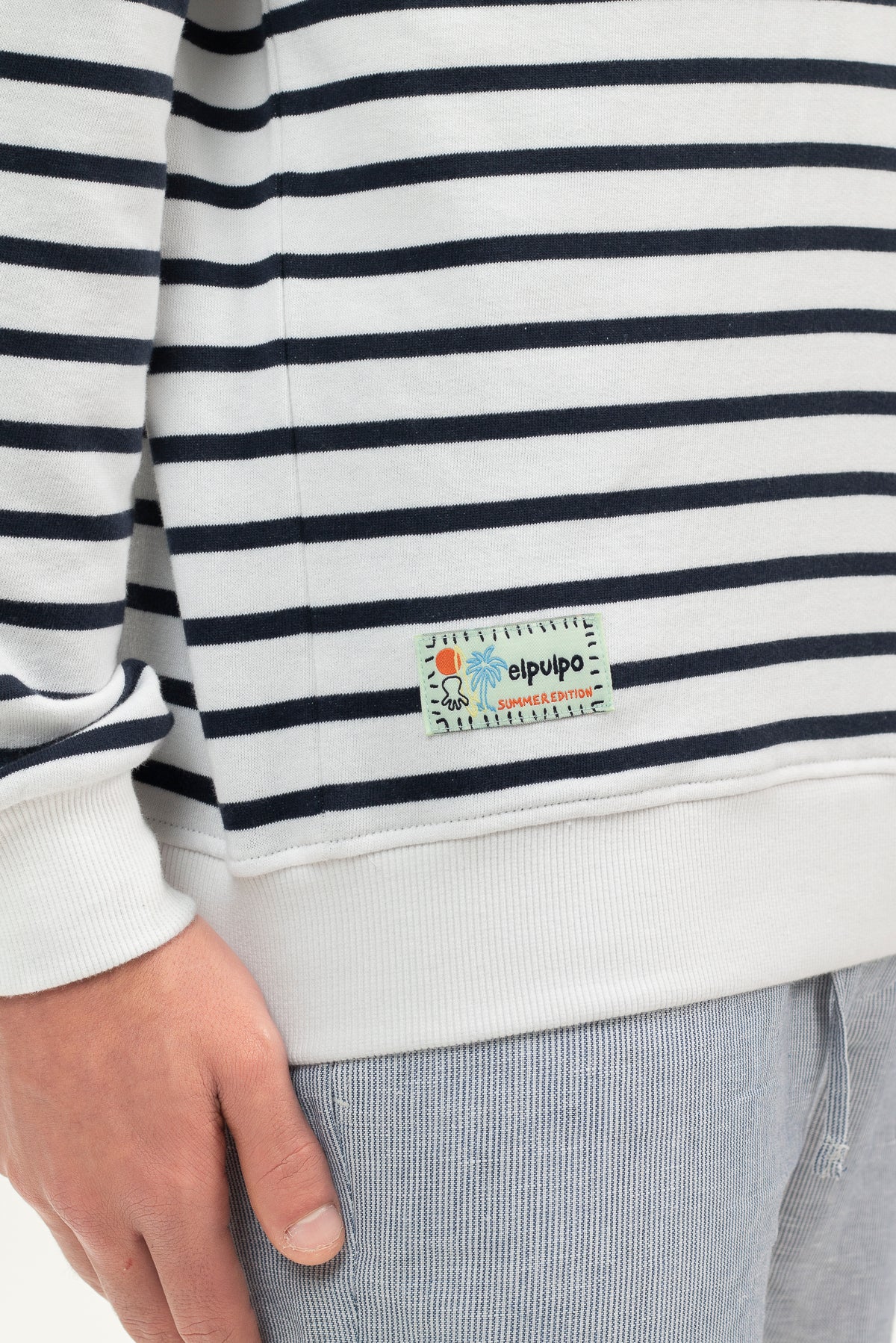 Sudadera rayas elPulpo paddle surf blanco puro