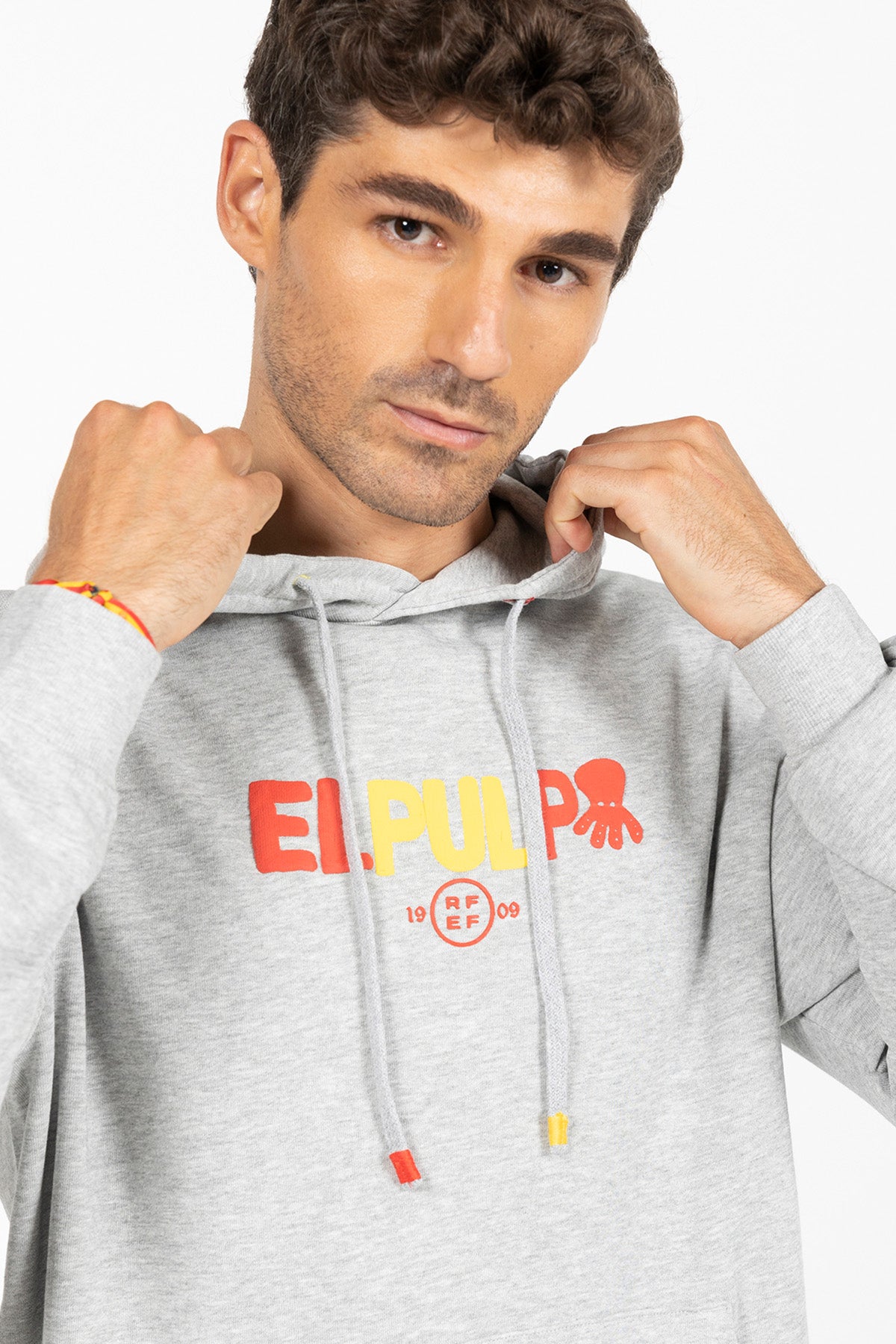 SUDADERA CAPUCHA LETTERING RFEF GRIS VIGORÉ