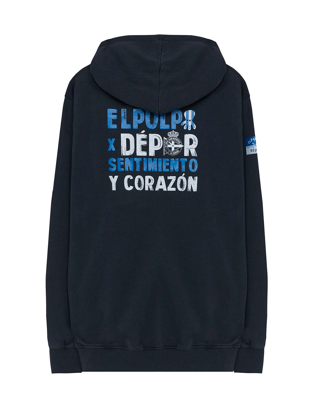 SUDADERA CAPUCHA ESTAMPADO SENTIMIENTO Y CORAZÓN AZUL MARINO DELAVÉ