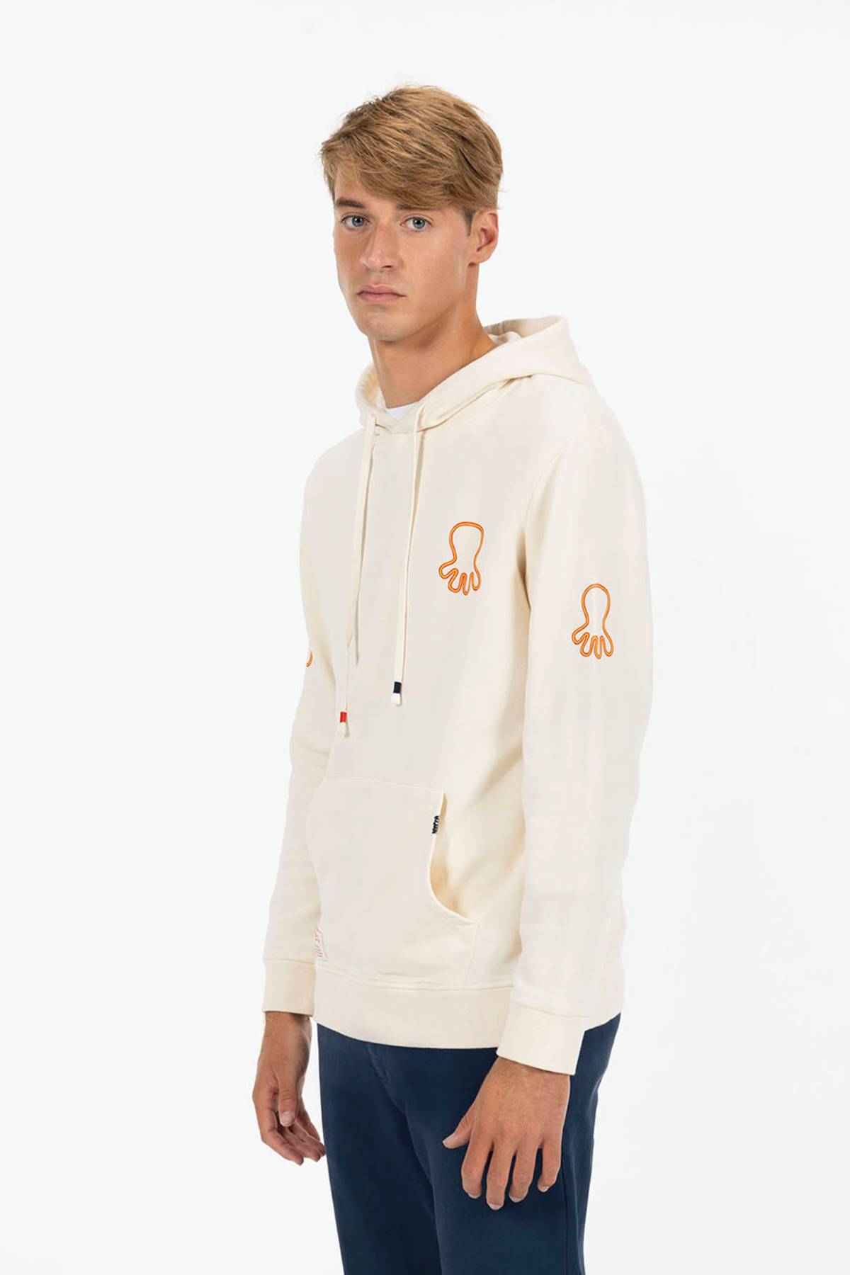 SUDADERA CAPUCHA ESTAMPADO TRIPLE LOGO NARANJITO BLANCO ROTO