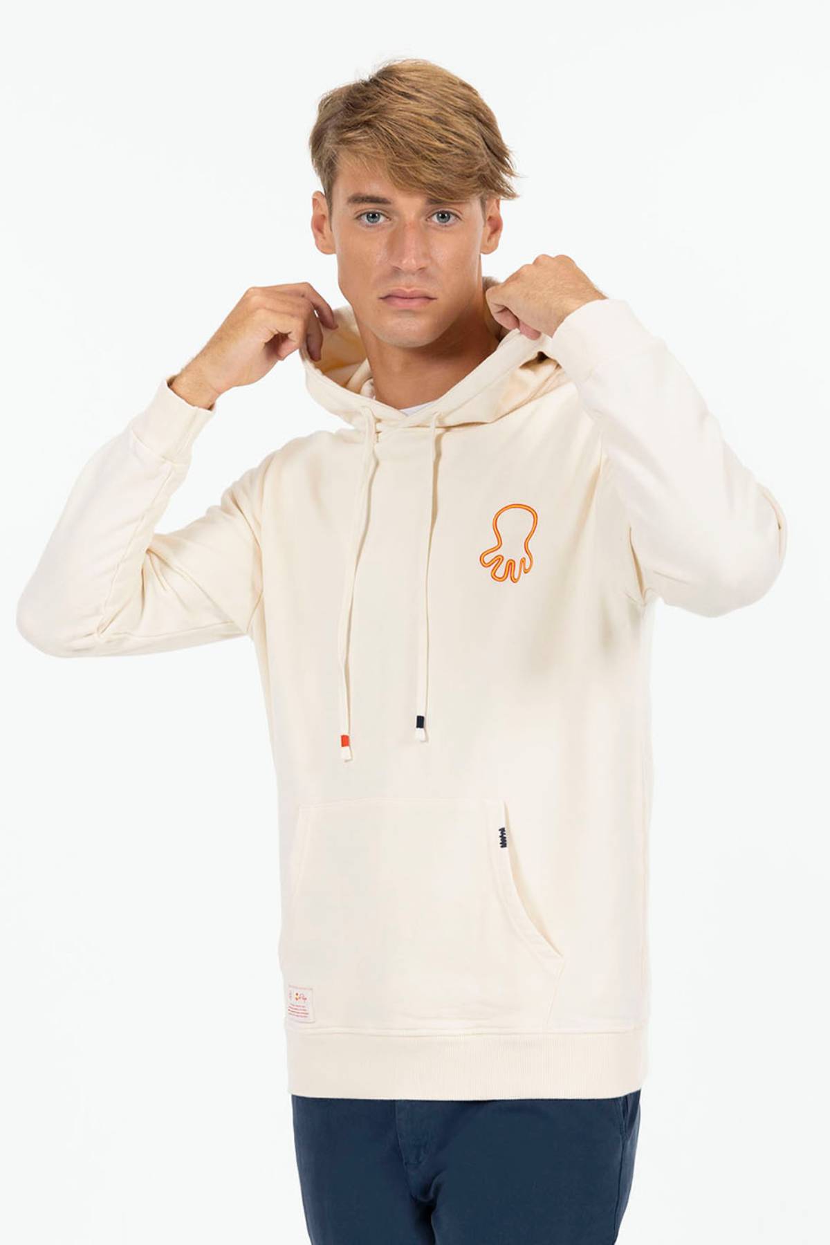SUDADERA CAPUCHA ESTAMPADO TRIPLE LOGO NARANJITO BLANCO ROTO
