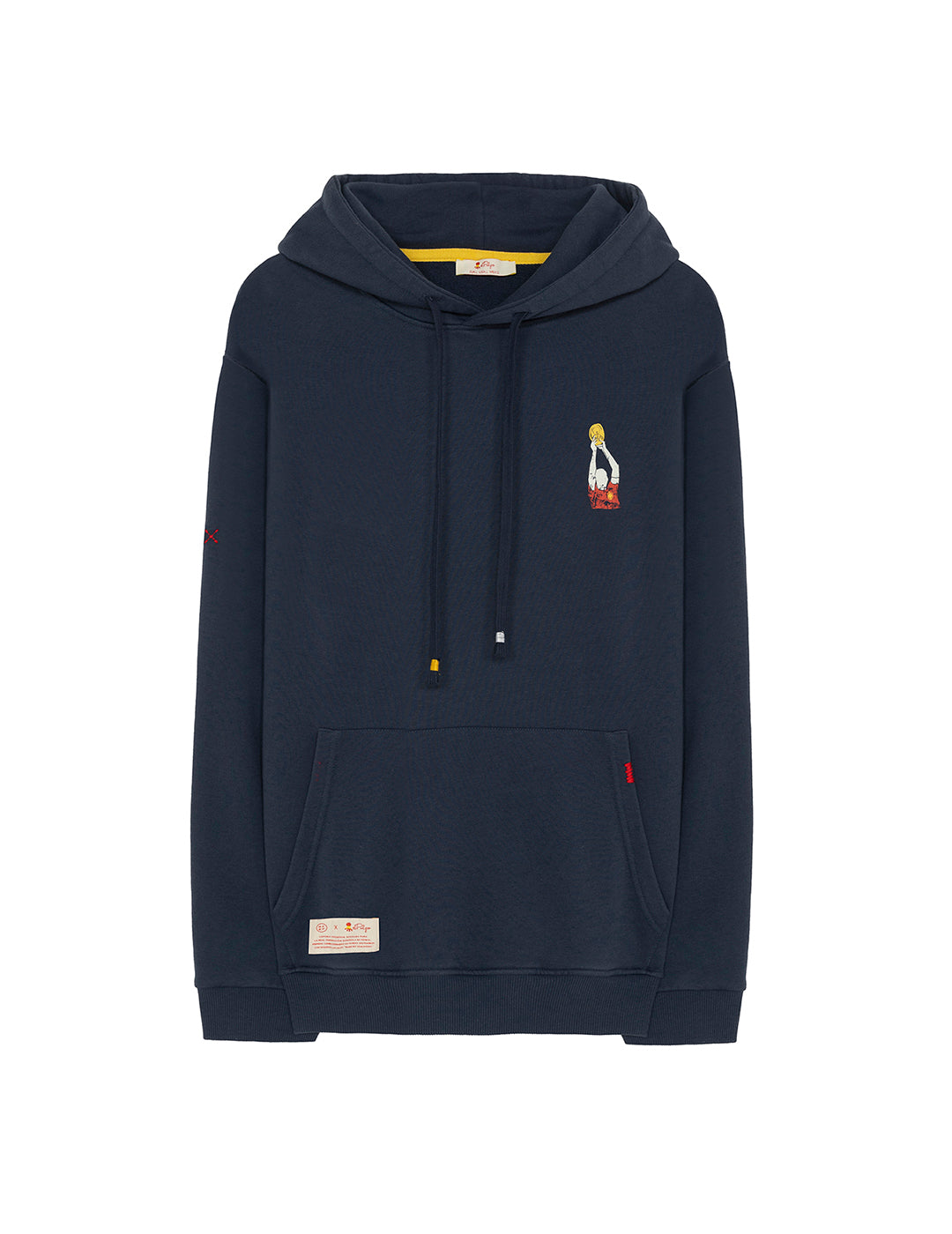 DELAVÉ NAVY BLUE VINTAGE FOOTBALL PRINT HOODIE