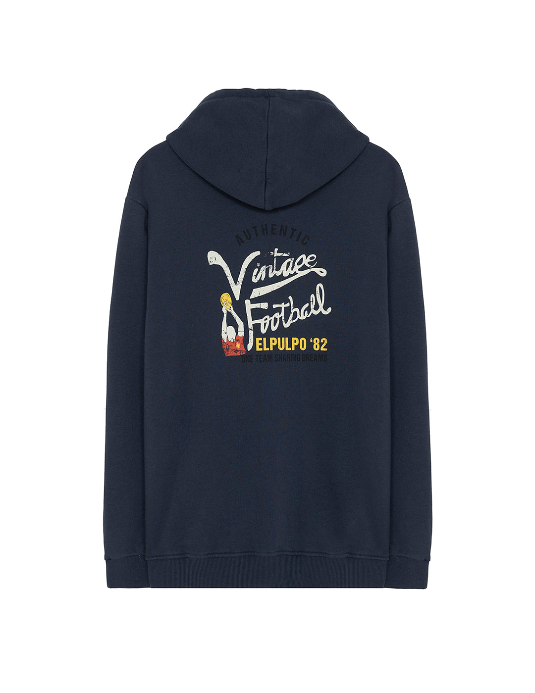 DELAVÉ NAVY BLUE VINTAGE FOOTBALL PRINT HOODIE