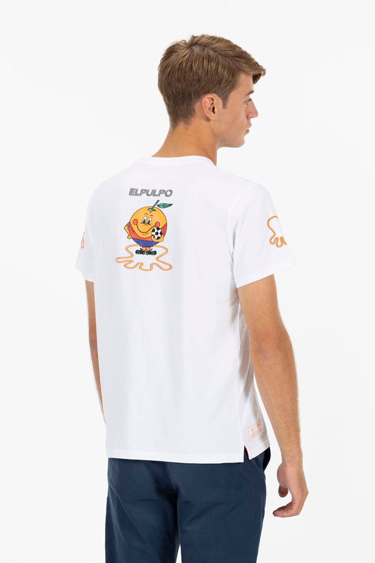 TRIPLE EMBLEM PRINT T-SHIRT PURE WHITE ORANGE