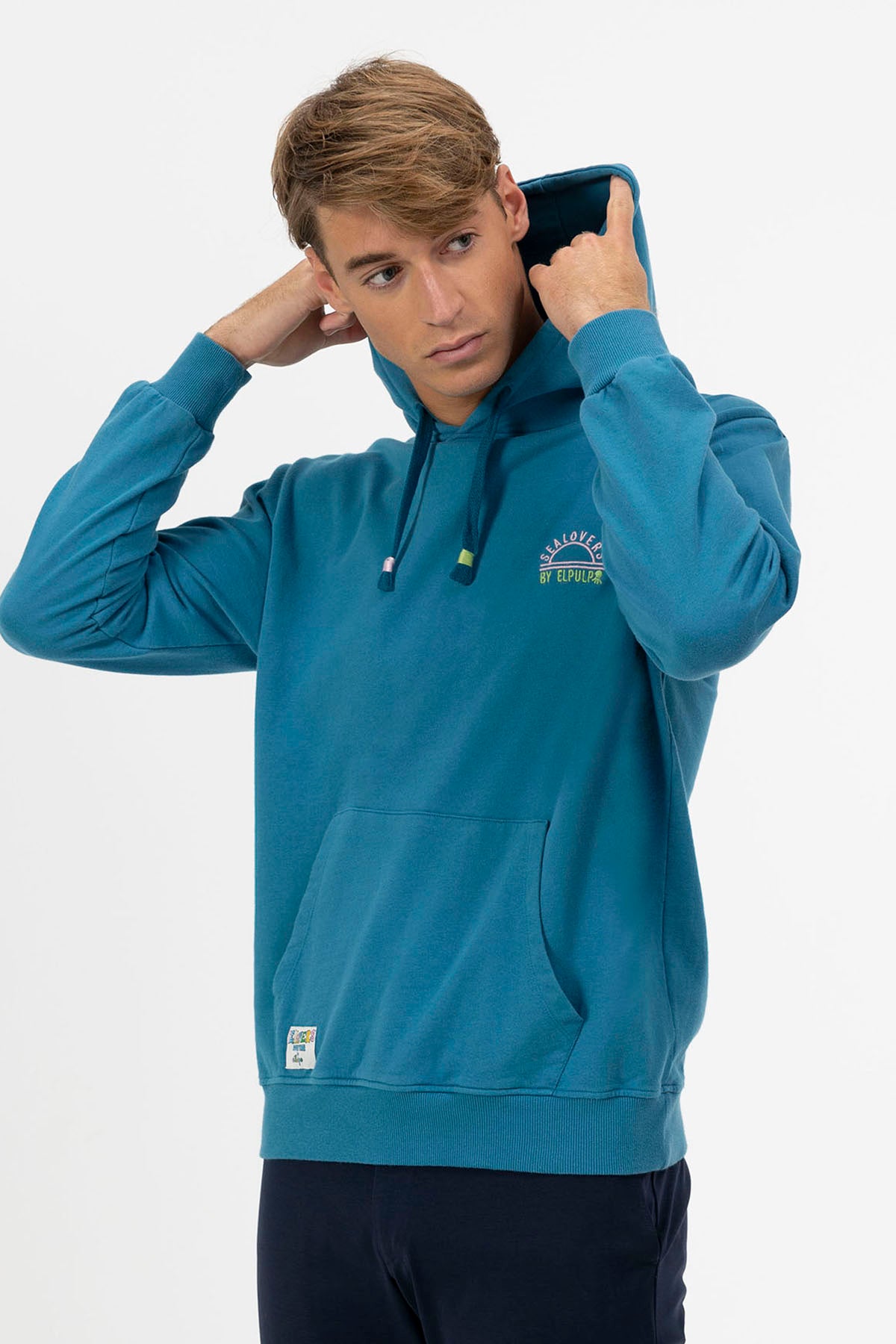SWEATSHIRT COM CAPUZ BORDADO SAFIRA AZUL SEALOVERS SUN