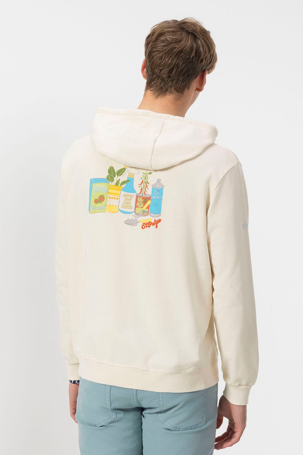 SUDADERA CAPUCHA ESTAMPADO FRESH MARKET BLANCO ROTO