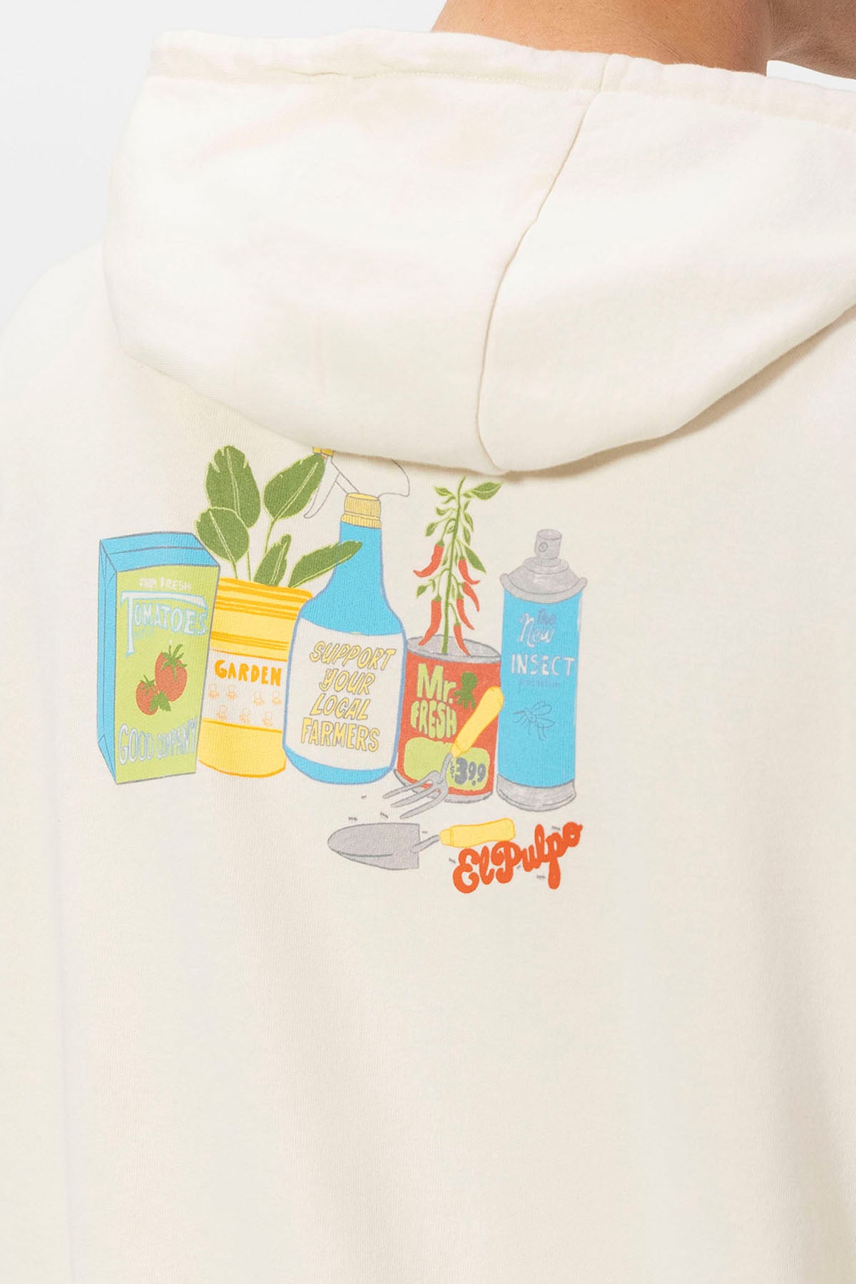 SUDADERA CAPUCHA ESTAMPADO FRESH MARKET BLANCO ROTO