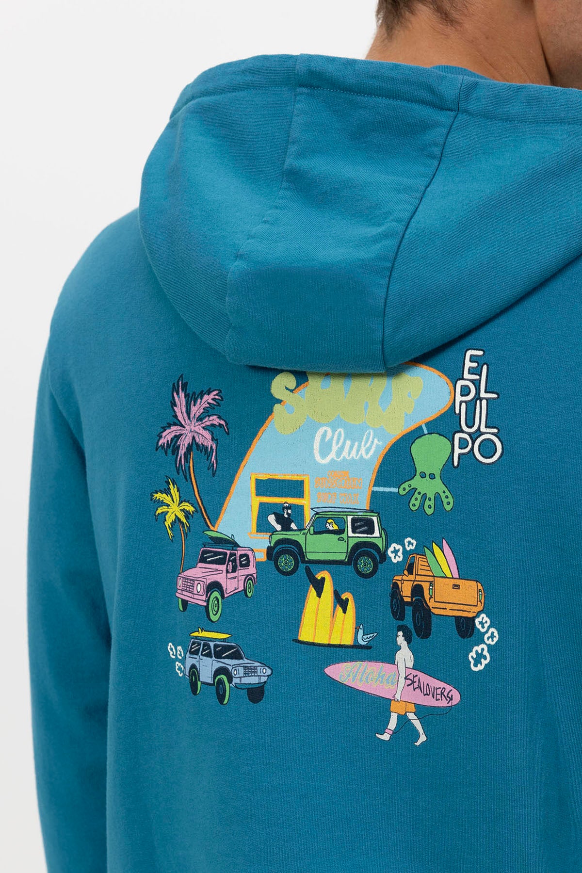 SUDADERA CAPUCHA ESTAMPADO PICK UP SURFBOARD AZUL ZAFIRO