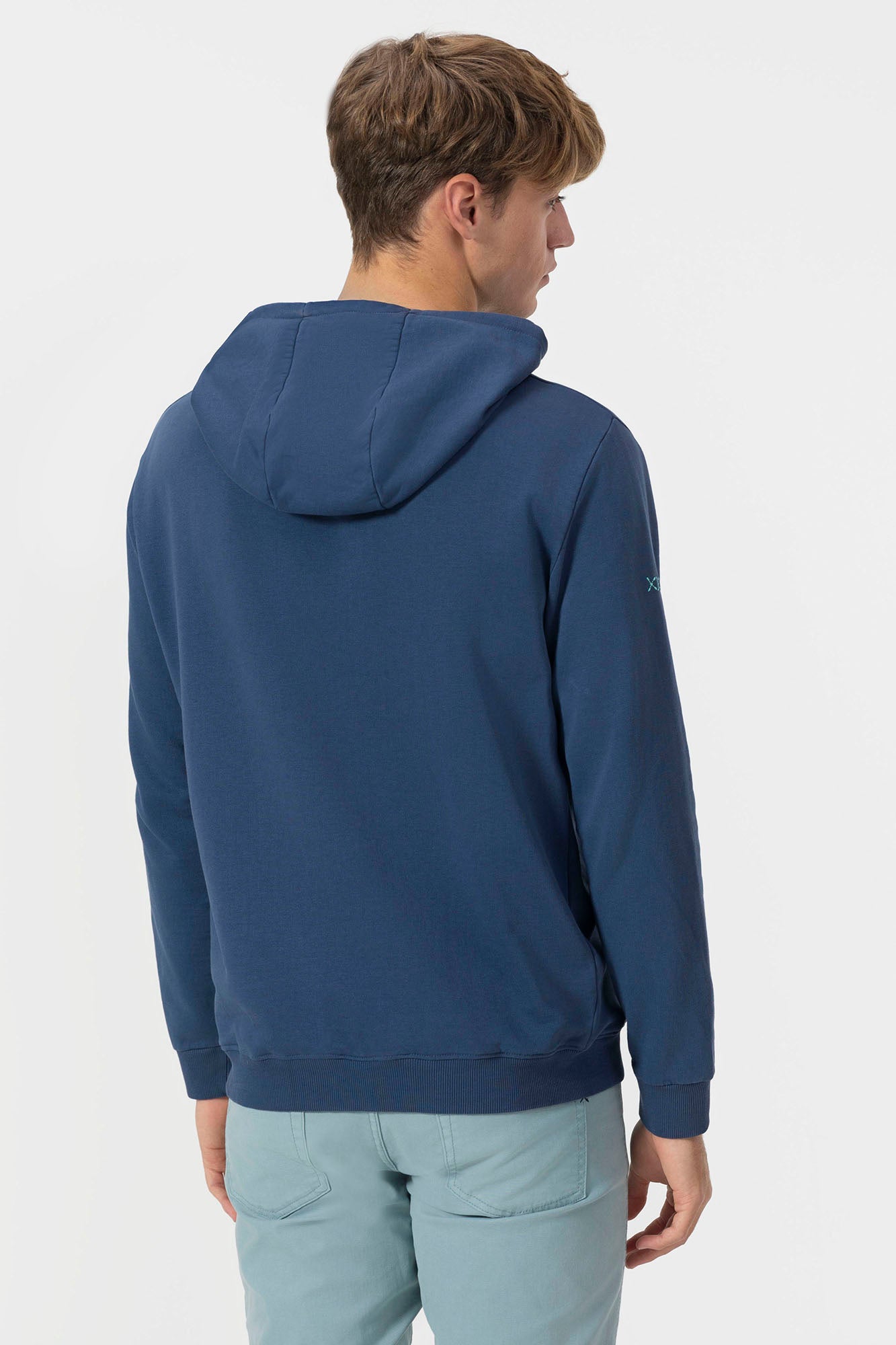 HOODED SWEATSHIRT EL MAR TODO LO-CURA WORN OUT NAVY BLUE DELAVÉ