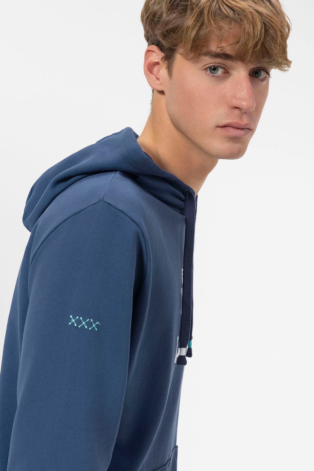 HOODED SWEATSHIRT EL MAR TODO LO-CURA WORN OUT NAVY BLUE DELAVÉ