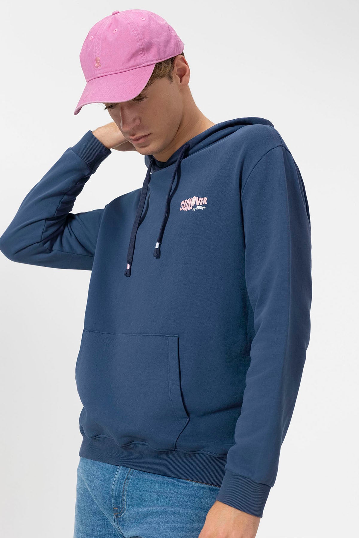 SUDADERA CAPUCHA ESTAMPADO ELPULPO SURFING WAVES AZUL MARINO DELAVÉ