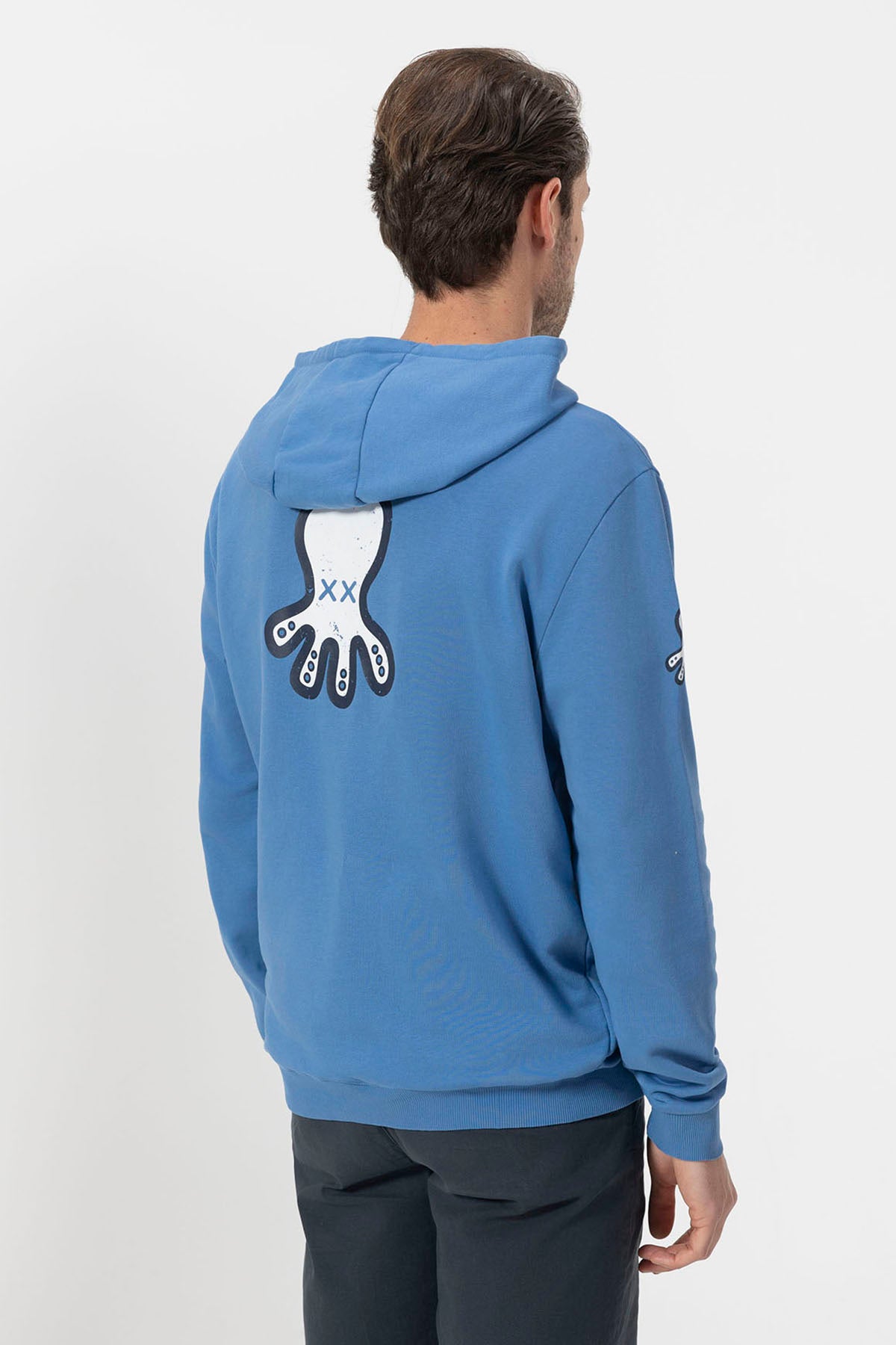 SWEATSHIRT COM CAPUZ E LOGOTIPO TRIPLO INDIGO