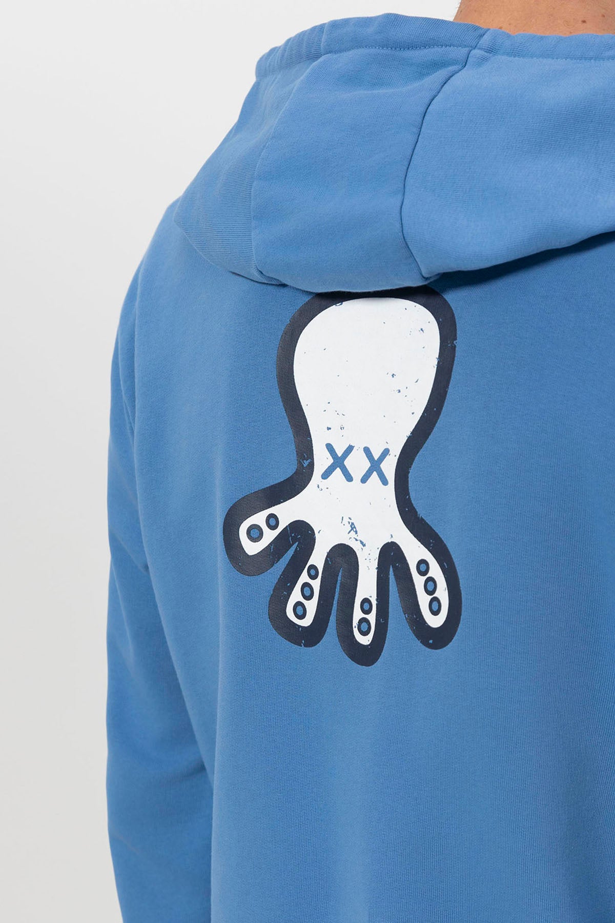 SWEATSHIRT COM CAPUZ E LOGOTIPO TRIPLO INDIGO