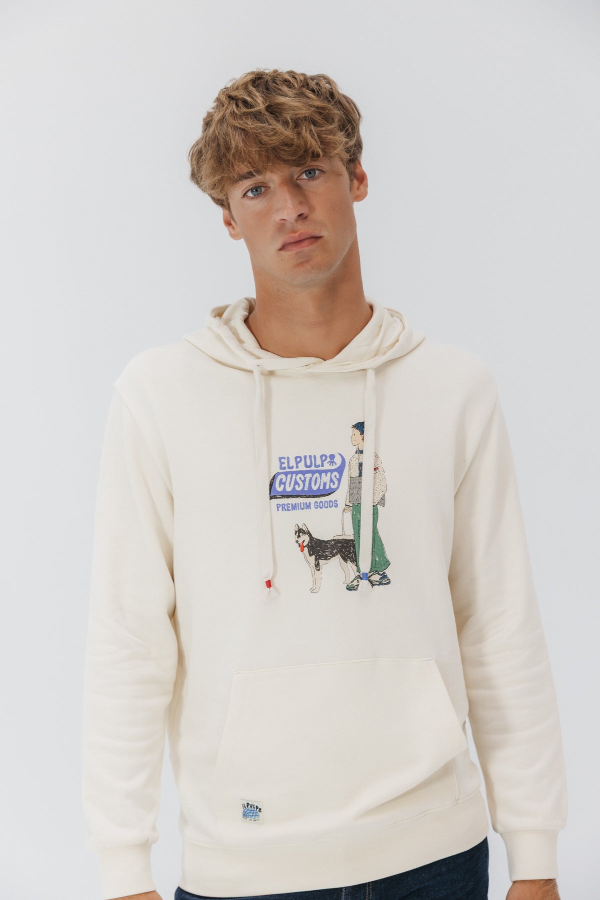 SUDADERA CAPUCHA CUSTOMS BY ELPULPO BLANCO ROTO