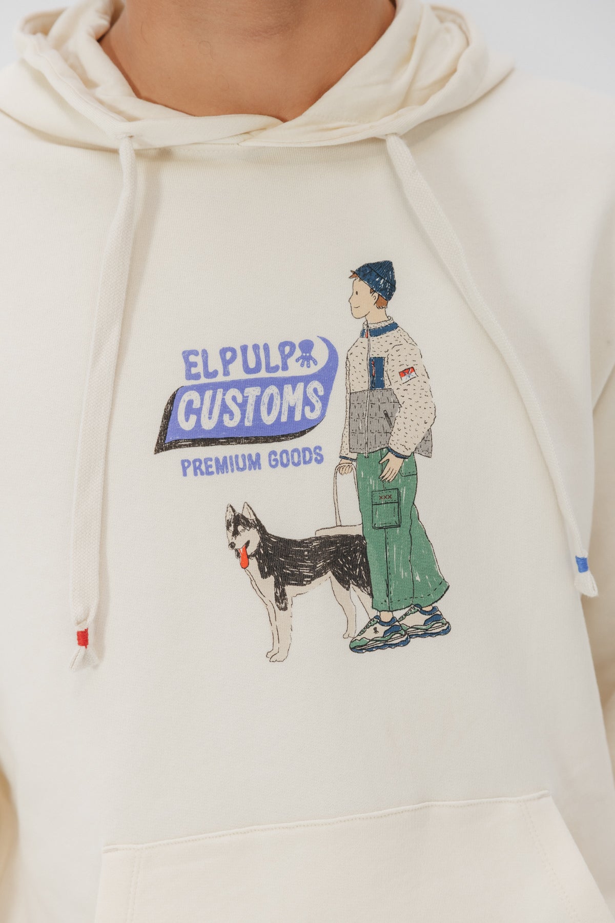 SUDADERA CAPUCHA CUSTOMS BY ELPULPO BLANCO ROTO