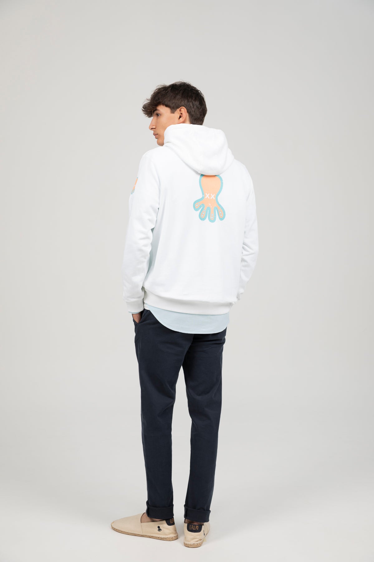 Sudadera capucha logo multiposición blanco puro