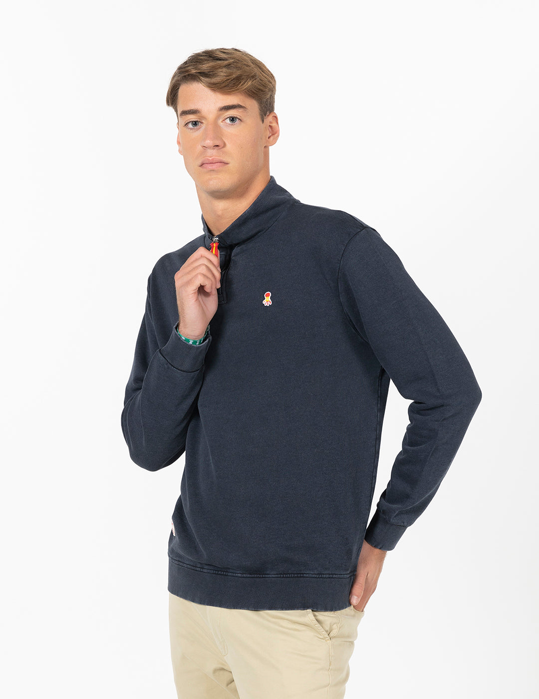 SWEATSHIRT PERKINS RFEF COM ADESIVO DELAVÉ NAVY