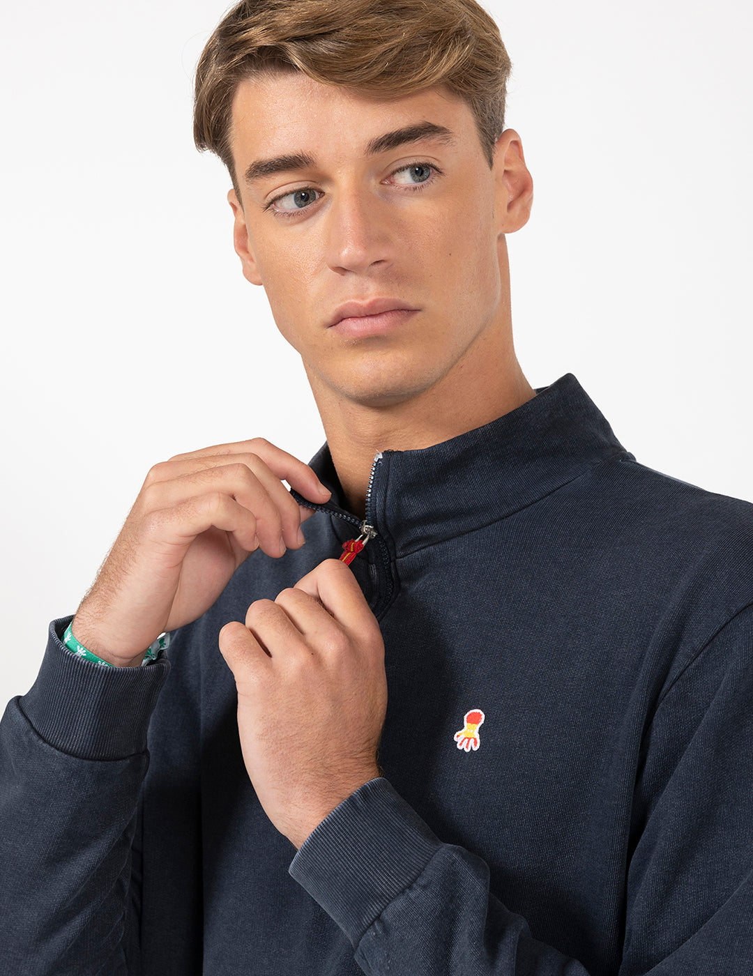 SWEATSHIRT PERKINS RFEF COM ADESIVO DELAVÉ NAVY