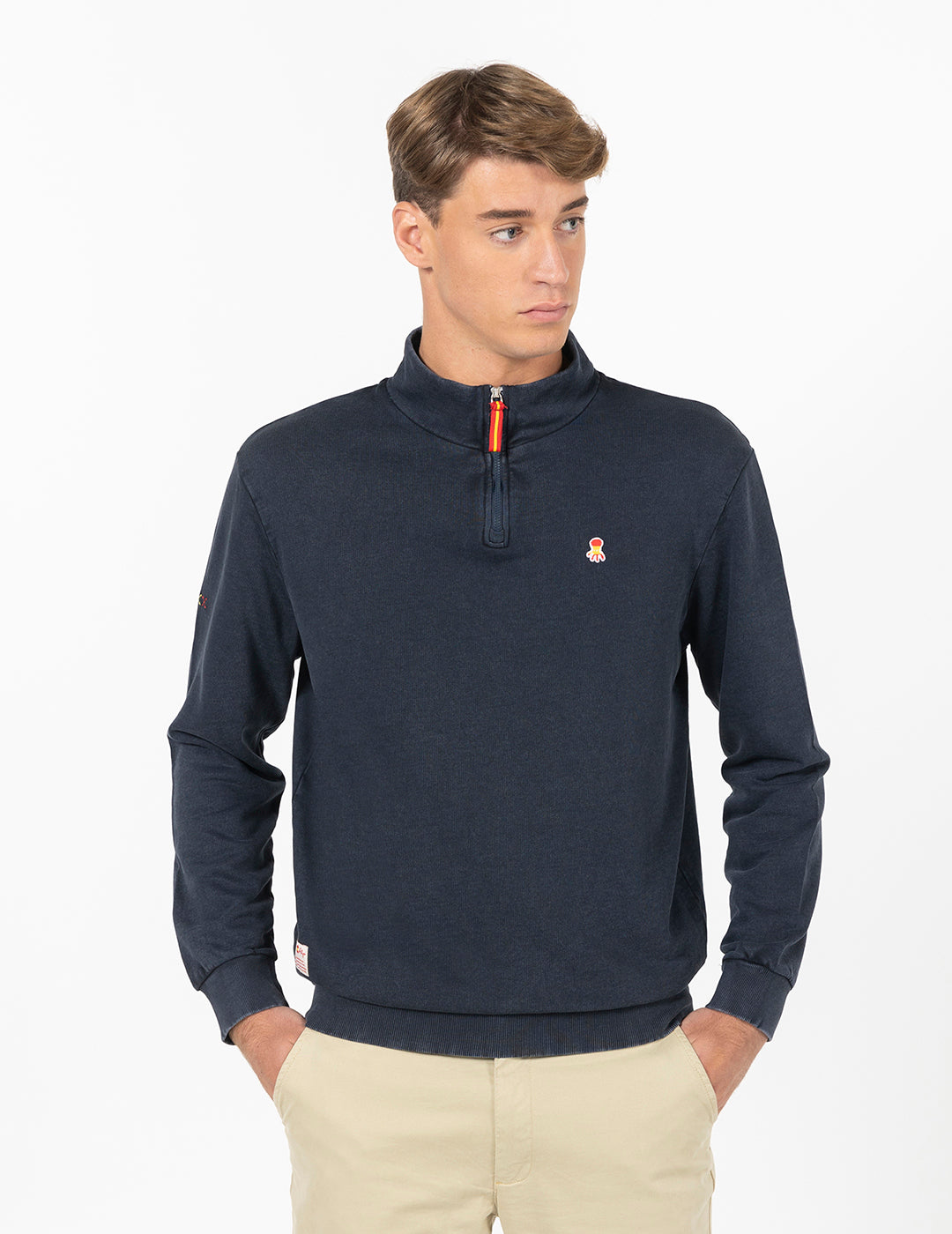 SWEATSHIRT PERKINS RFEF COM ADESIVO DELAVÉ NAVY