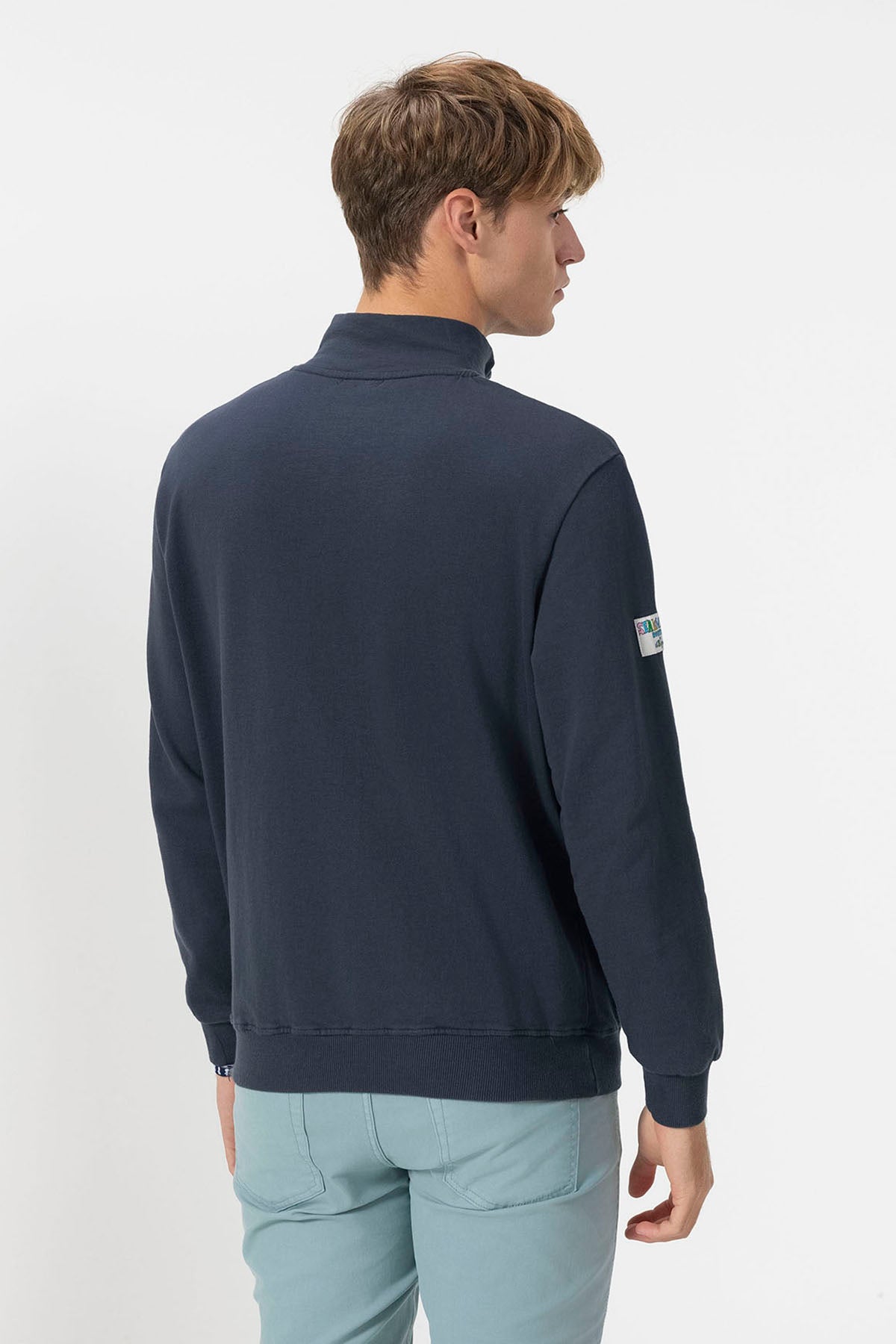 SUDADERA PERKINS BORDADO LOGO ELPULPO CONTRASTE AZUL MARINO