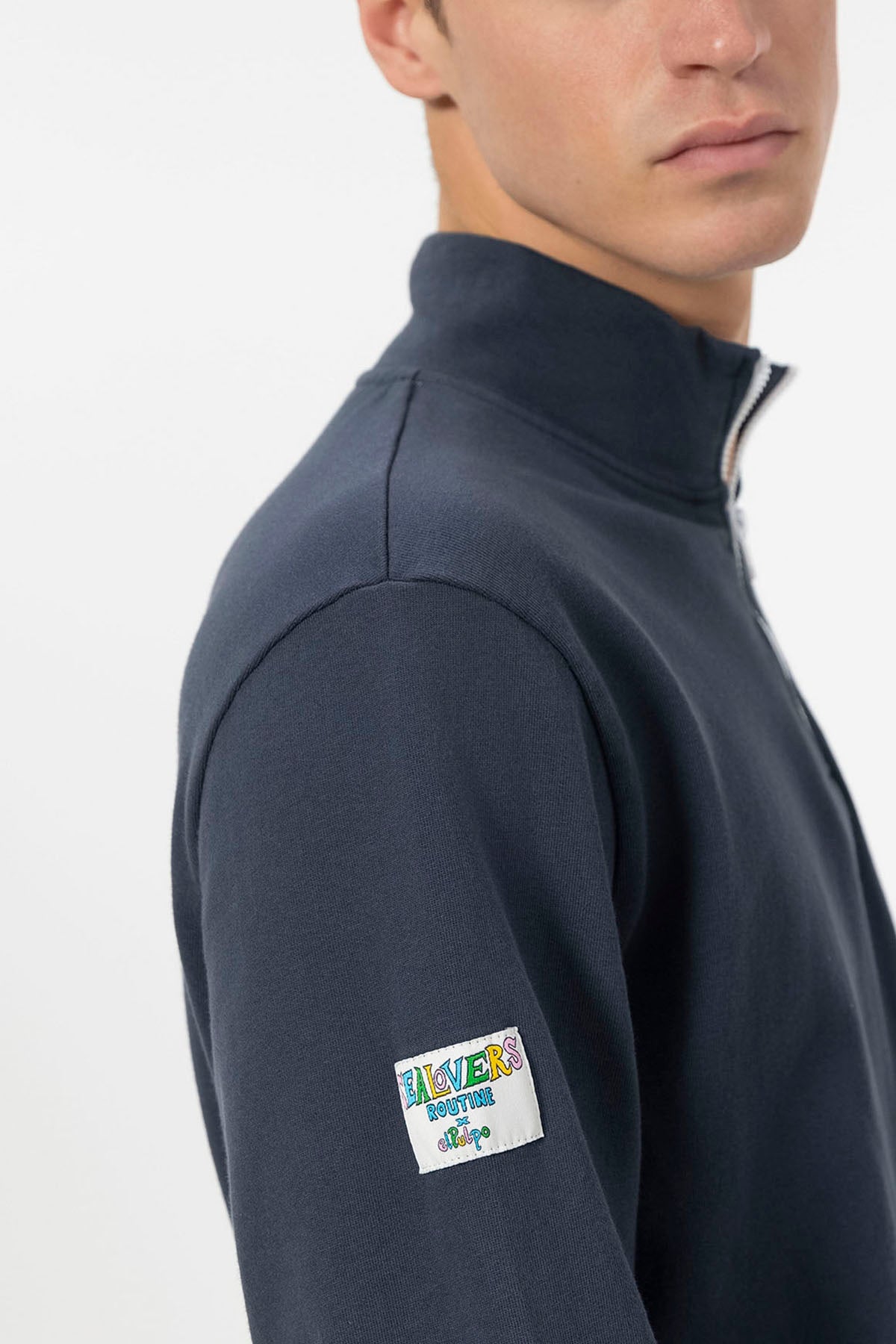 SUDADERA PERKINS BORDADO LOGO ELPULPO CONTRASTE AZUL MARINO