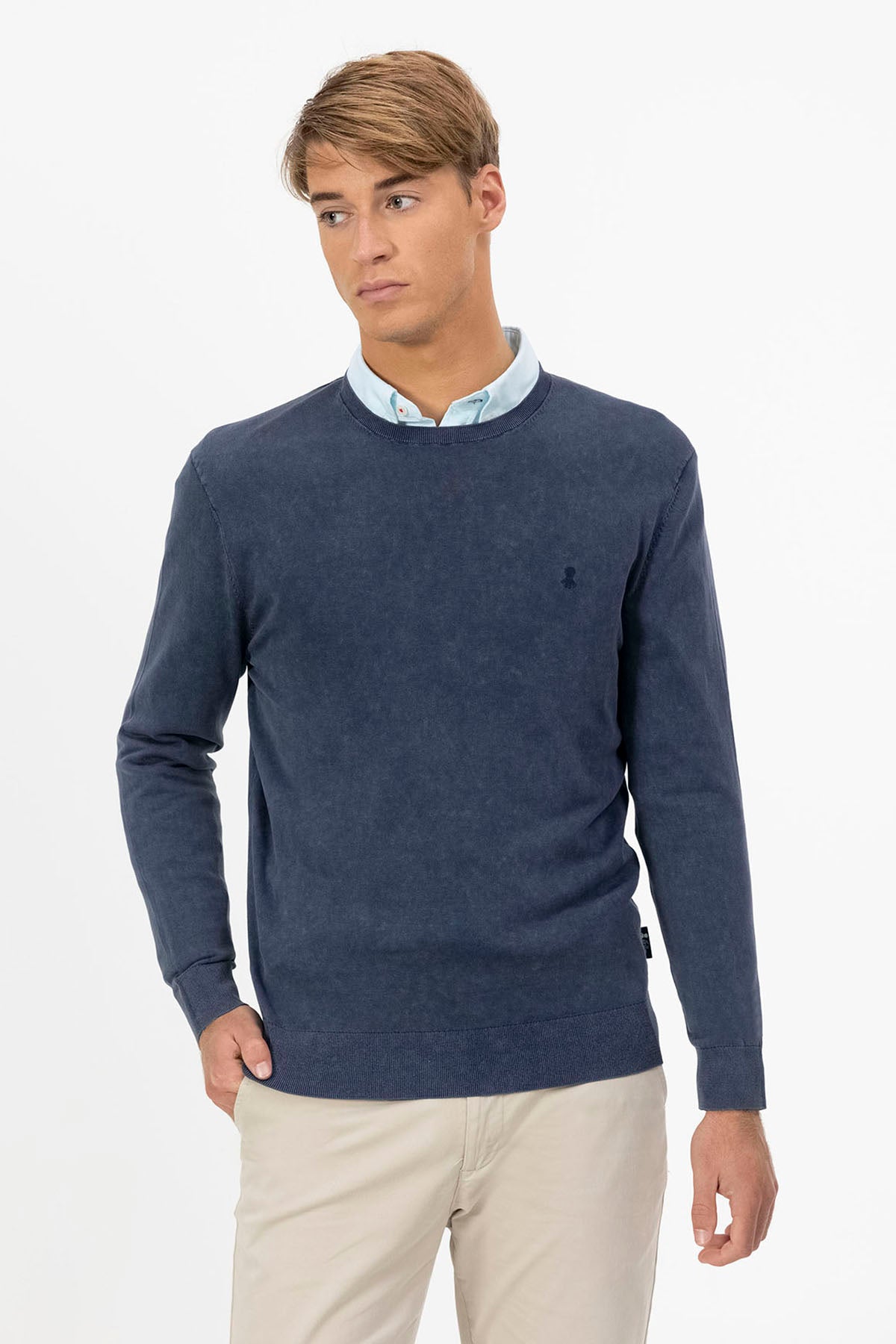 DELAVÉ BASIC WASHED JERSEY AZUL MARINHO LOGOTIPO