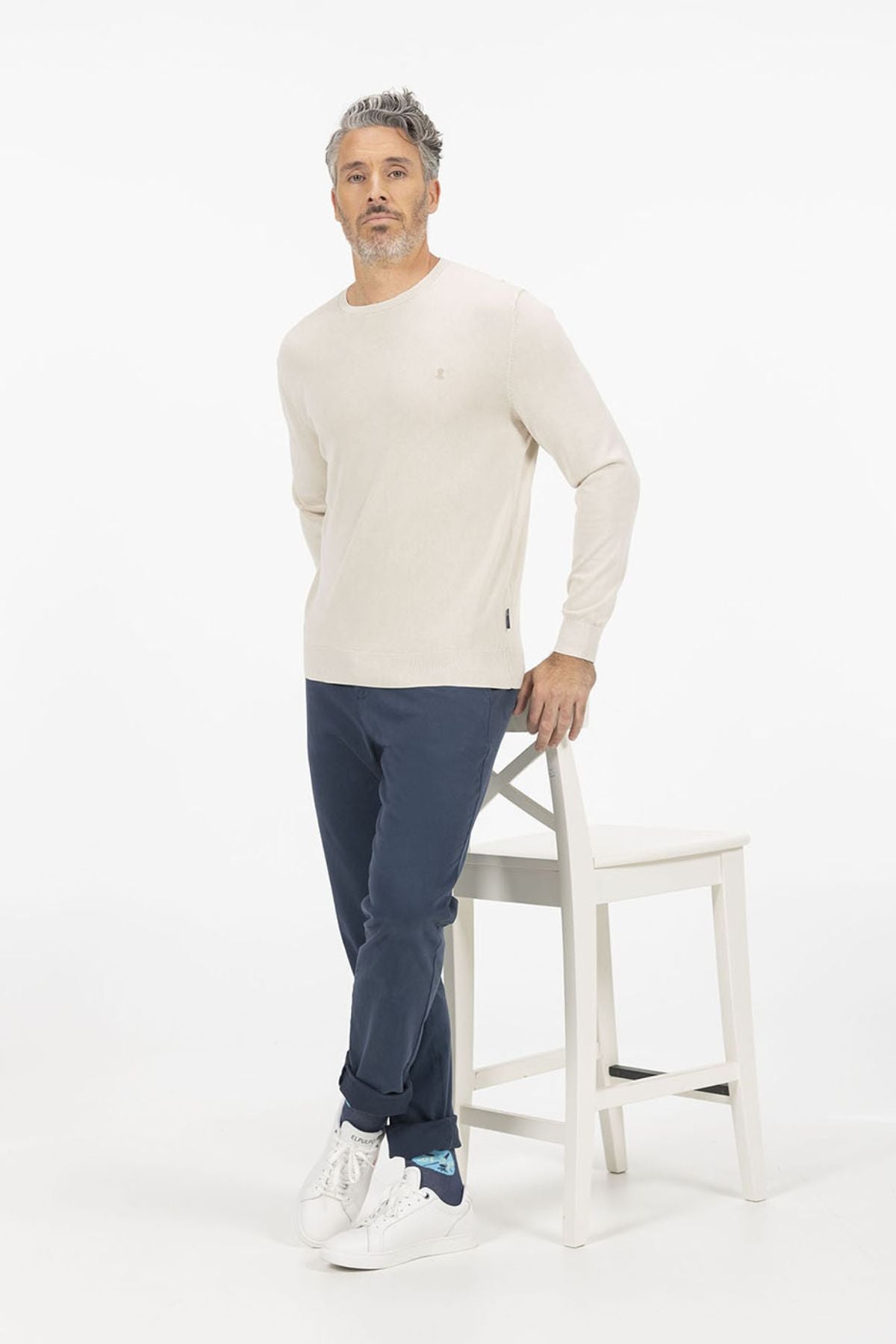 SWEATER DE MALHA LAVADA OFF-WHITE