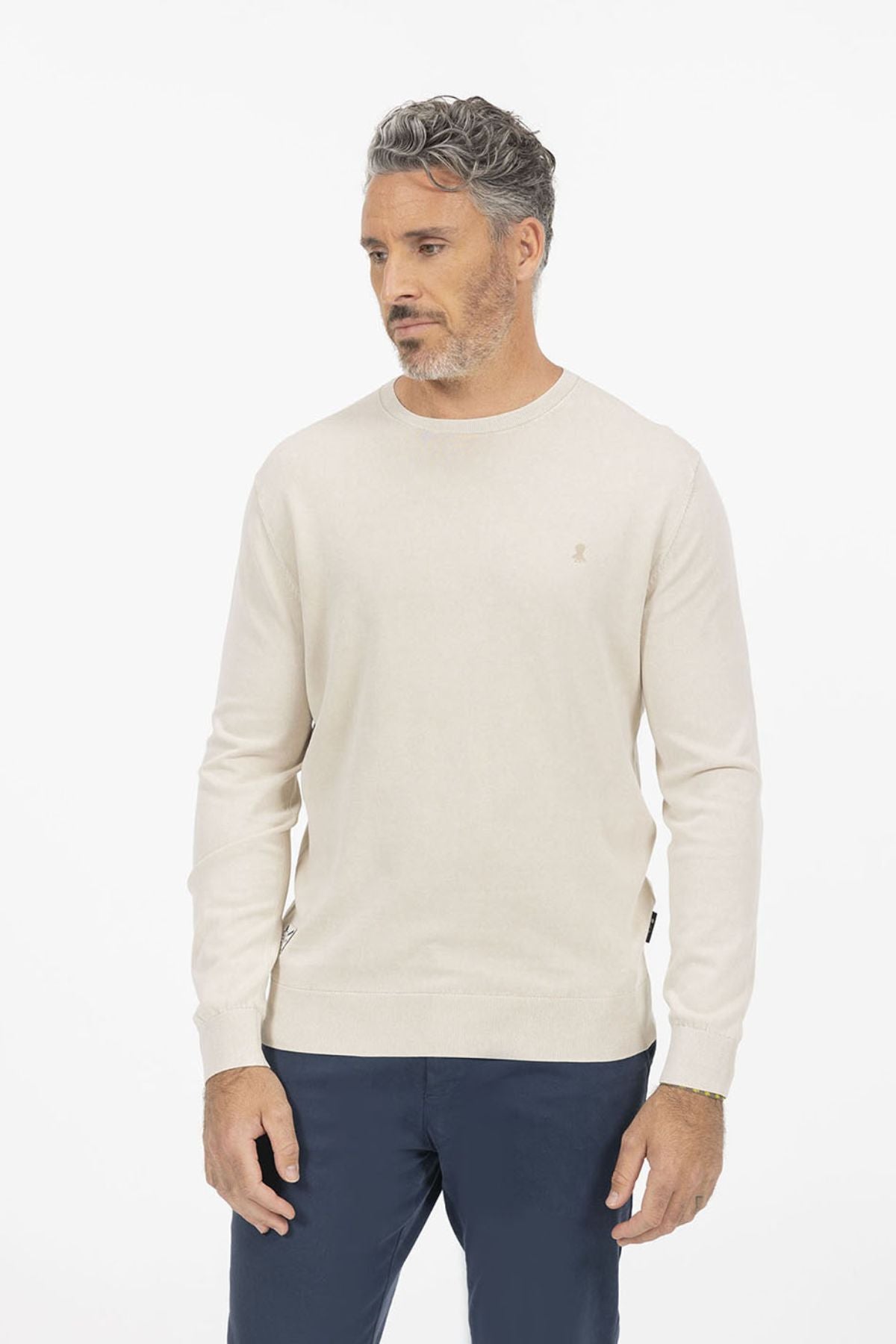 SWEATER DE MALHA LAVADA OFF-WHITE